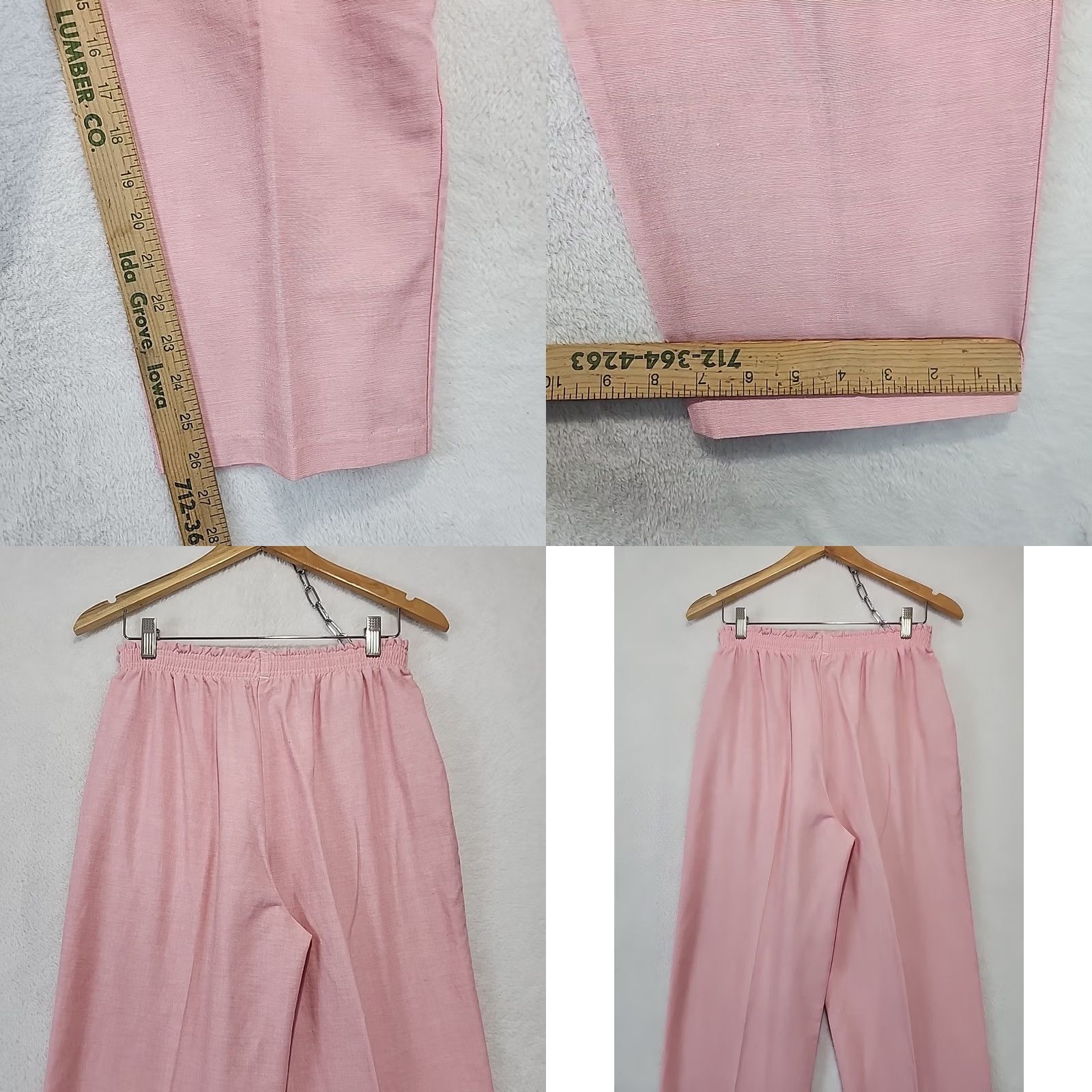 Pinko VINTAGE Cape Cod Pink Elastic Waist Comfort Beach Retro Pants Womens 10 Straight Leg High Rise Cotton Blend Size 32" / US 10 / IT 46 - 8 Thumbnail