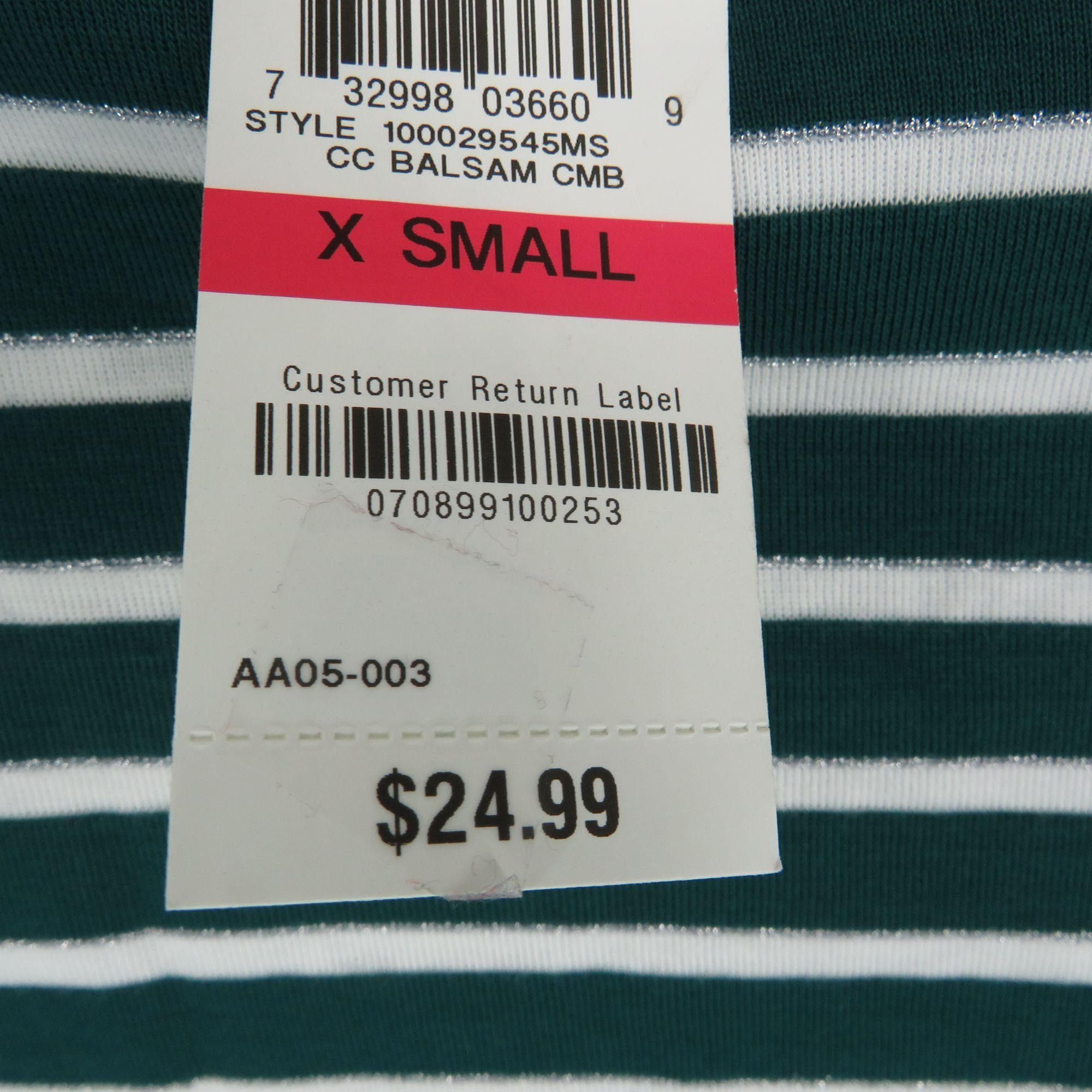 Charter Club Charter Club Womens Green White Striped Long Sleeve Shirt XS Size XS / US 0-2 / IT 36-38 - 5 Thumbnail