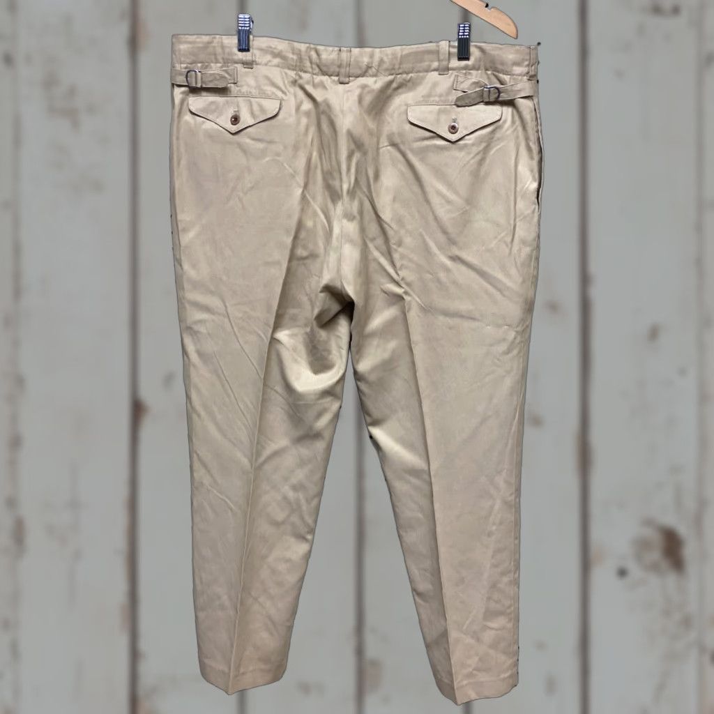 Polo Ralph Lauren VINTAGE Polo Ralph Lauren Pants Men Silk Blend Flat Front 40x30 Regular Inseam 30 Chino Brown Tan Size US L / EU 52-54 / 3 - 1 Thumbnail