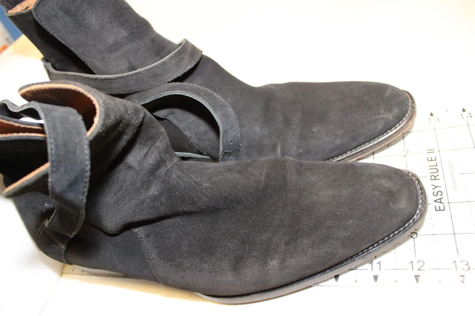 Genuine Leather Black Suede Jodhpur Boots Black 11 Leather Strap Buckle Size US 11 / EU 44 - 19 Thumbnail