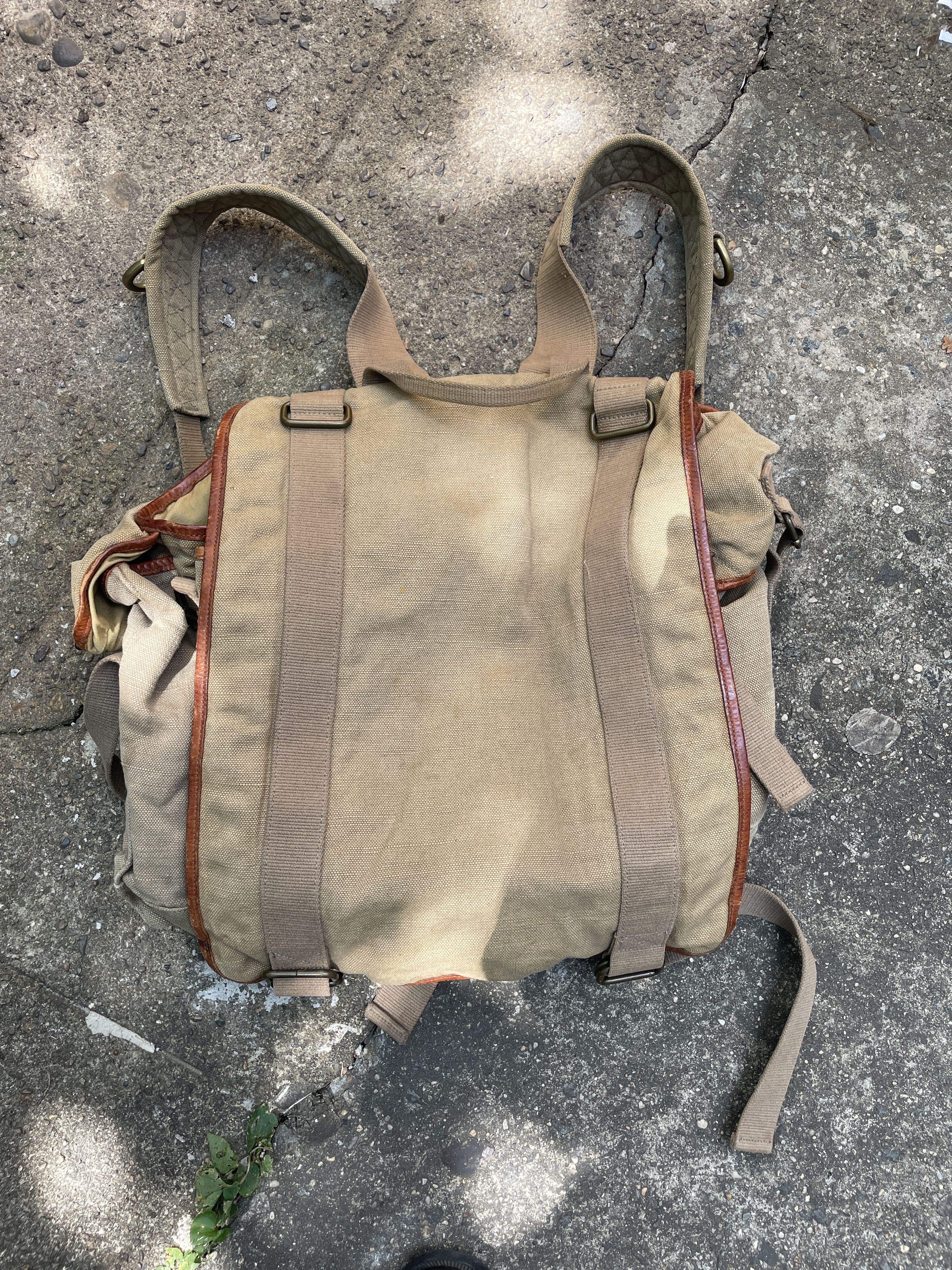 Lucky Brand Military Heavy Canvas and Leather Rucksack Lucky Brand Size ONE SIZE - 8 Thumbnail