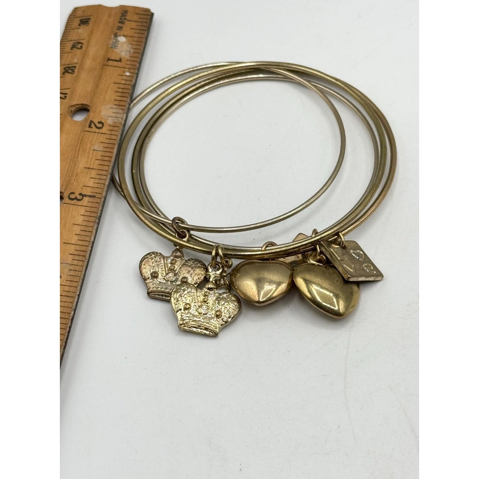 Other Gold puffy heart love crown charm bangle bracelet set of 4 Size ONE SIZE - 3 Thumbnail