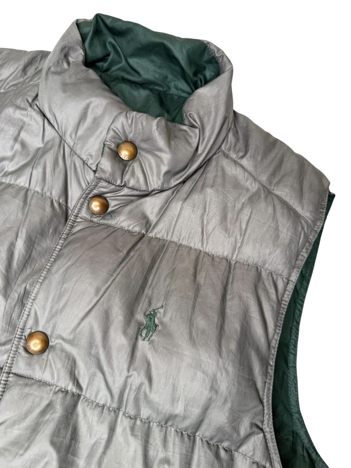 Polo Ralph Lauren Polo Ralph Lauren Reversible Down Puffer Vest Green Gray M Size US M / EU 48-50 / 2 - 4 Thumbnail