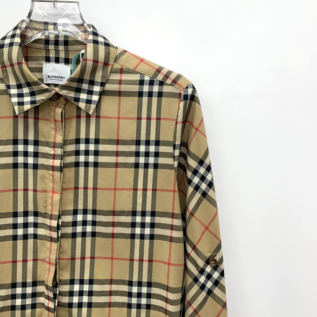 Burberry Burberry Brown Check Cotton Collared Long Sleeve Shirt K26WX Size S / US 4 / IT 40 - 3 Thumbnail