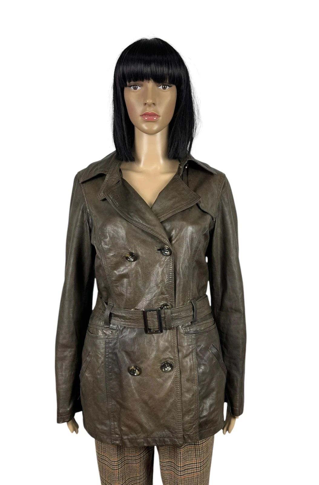 Other Leonardo Vintage Leather Coat Belted size L Size L / US 10 / IT 46 - 1 Thumbnail
