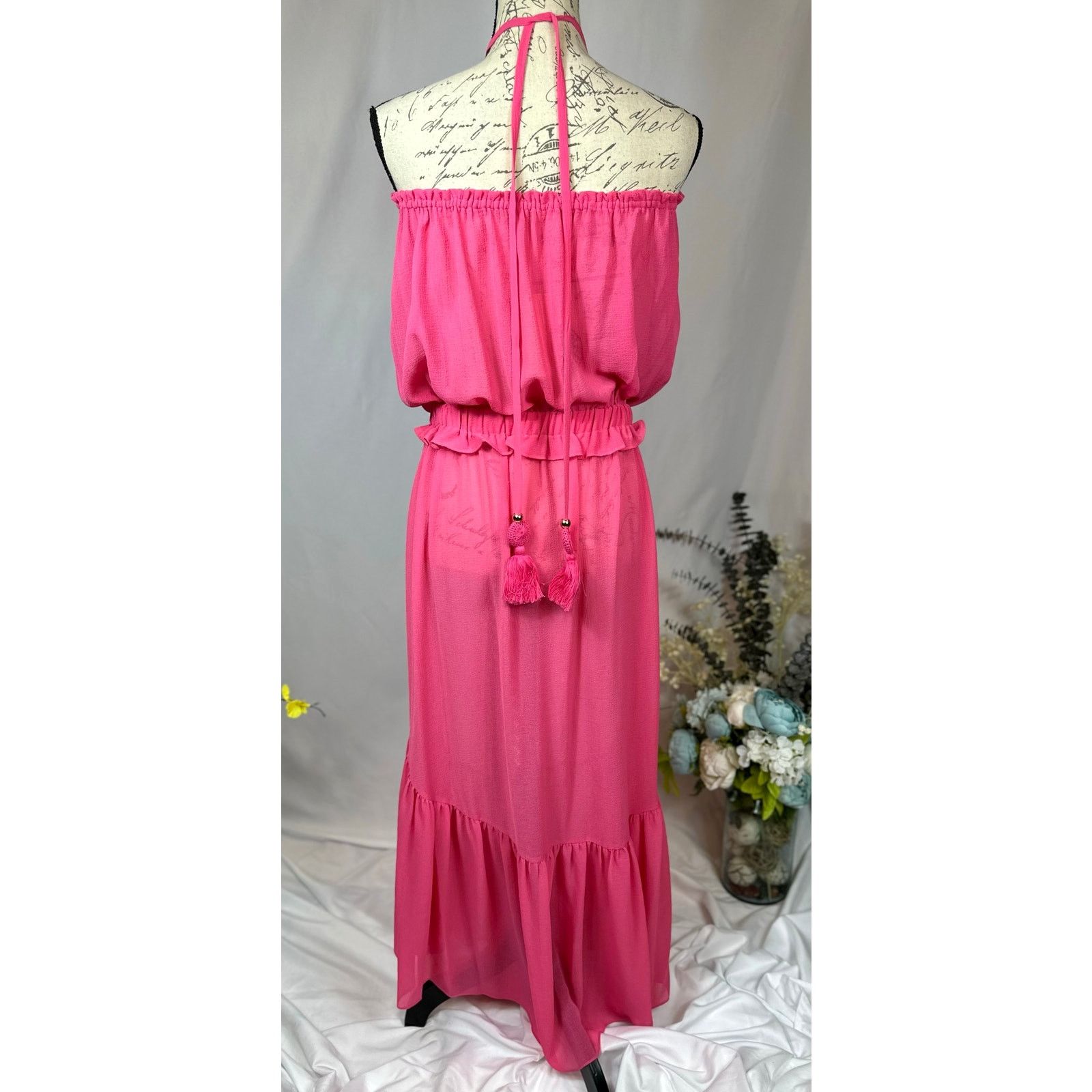 Ramy Brook Ramy Brook Priscilla Sleeveless Halter Tassels Dress Pink L Size L / US 10 / IT 46 - 9 Thumbnail