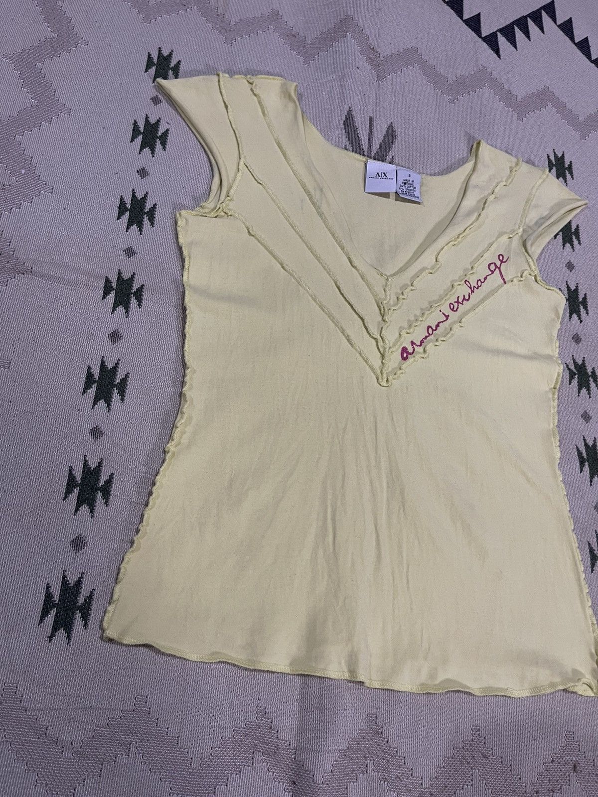 Armani Exchange 2000s ARMANI EXCHANGE SPANDEX-COTTON V-NECK SHIRT Size S / US 4 / IT 40 - 4 Thumbnail