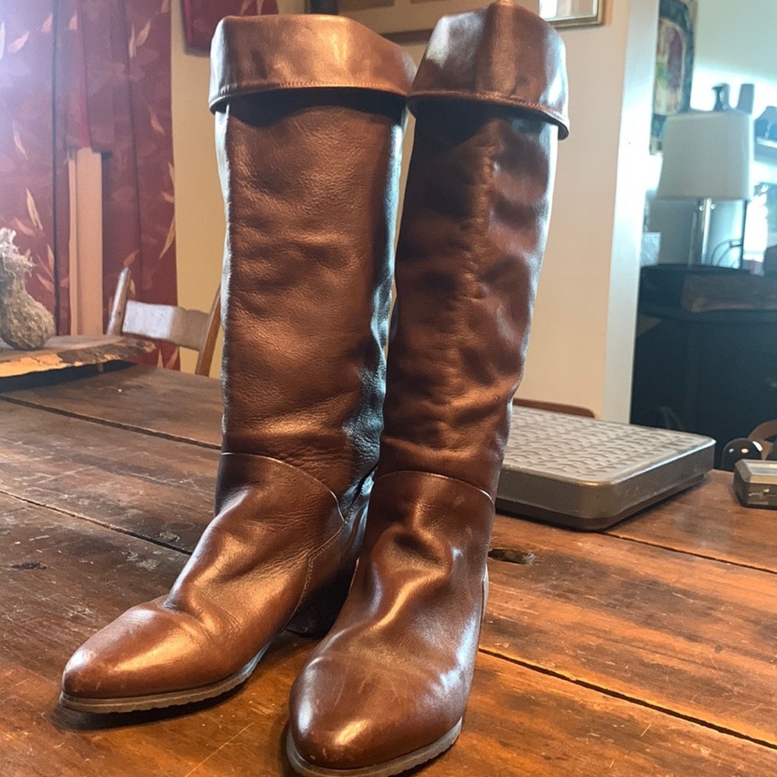 Santana Canada 80's tall brown leather kneehigh boots