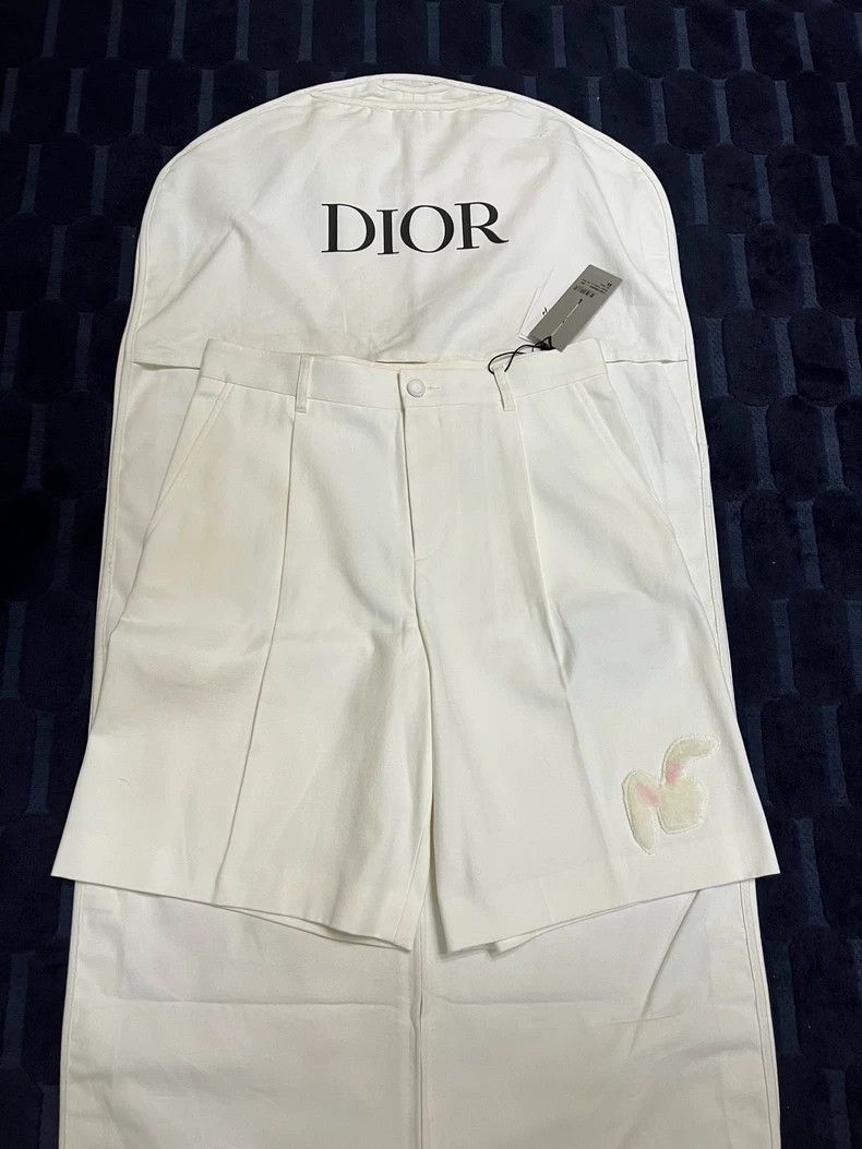 Dior Dior ERL co-branded white rabbit denim shorts 2502-Nextarro Size US 34 / EU 50 - 1 Thumbnail
