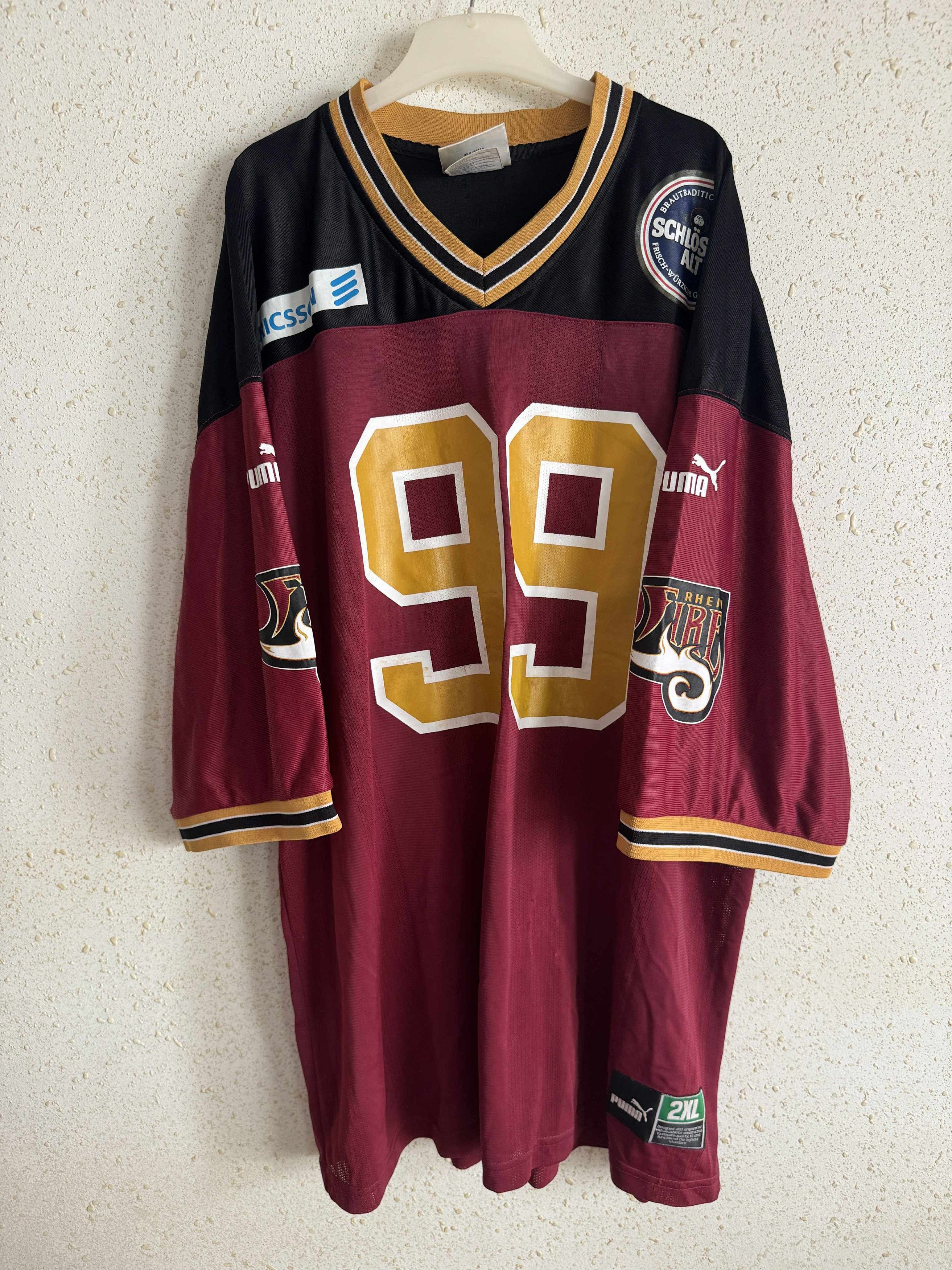 Vintage Rhein Fire Home 2000 Fitzpatrick #99 Signed Puma Jersey Size US XXL / EU 58 / 5 - 1 Thumbnail