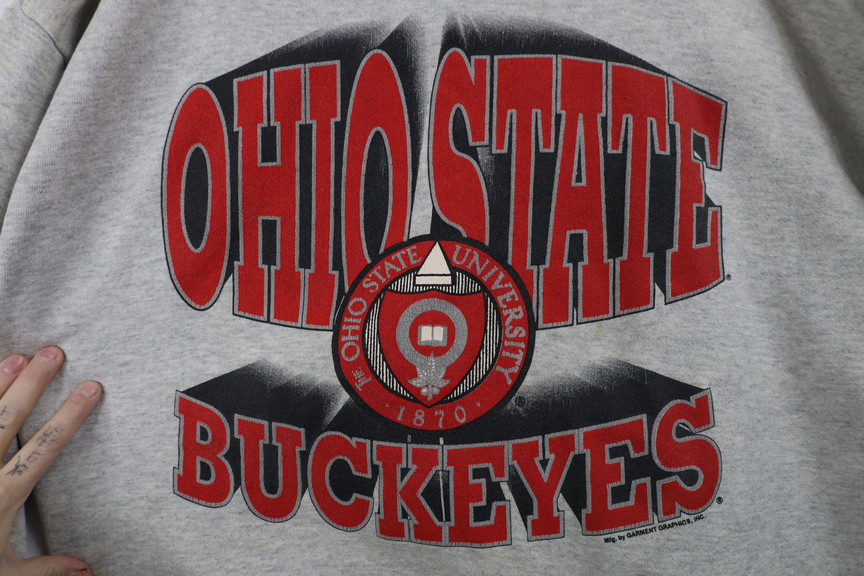 Vintage Vintage 90s Spell Ohio State University Sweatshirt Gray USA Size US XXL / EU 58 / 5 - 4 Thumbnail