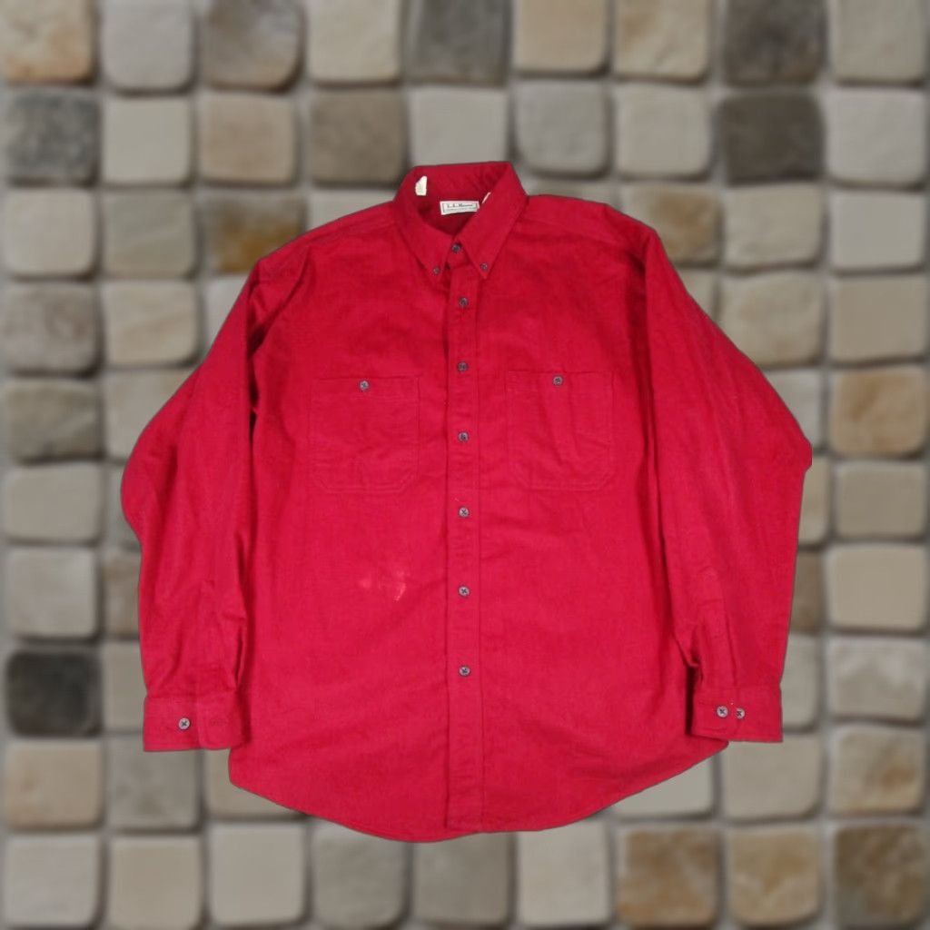 Vintage VINTAGE L.L.Bean Shirt Mens Large Red Cotton Button-Up Flannel Size US L / EU 52-54 / 3 - 1 Thumbnail