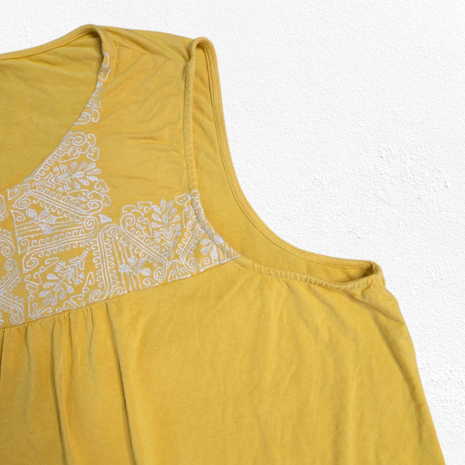 Adrianna Papell Adrianna Papell Yellow Sleeveless Boho Blouse Size 2X Size XXL / US 16-18 / IT 52-54 - 5 Thumbnail