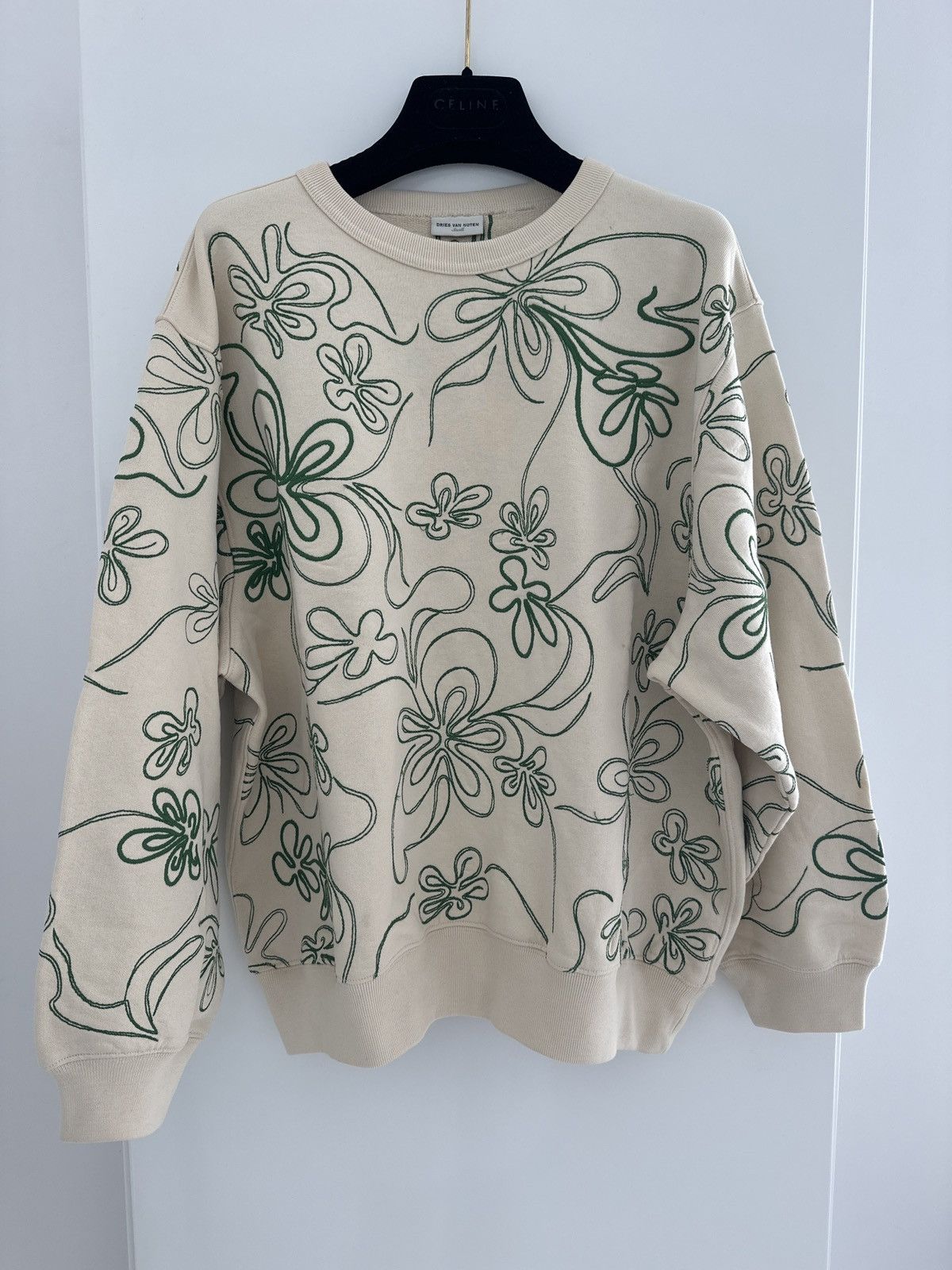 Dries Van Noten Dries Van Noten Off White Embroidery Sweatshirt Size S / US 4 / IT 40 - 1 Thumbnail