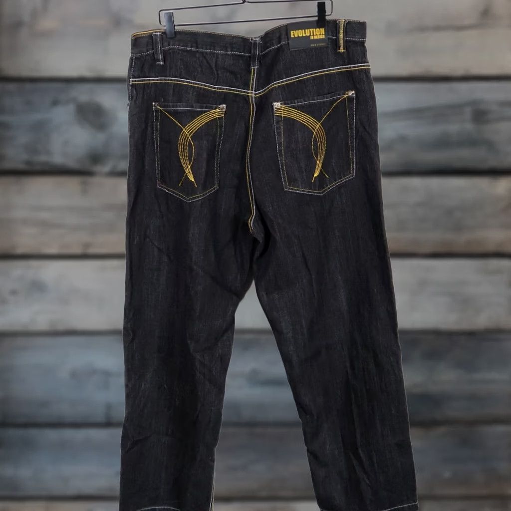 Vintage VINTAGE Evolution in Design Jeans Men 38x32 Baggy Fit 90s Hip Hop Black Yellow VTG Y2K 42/34 Tag Size US 38 / EU 54 - 1 Thumbnail