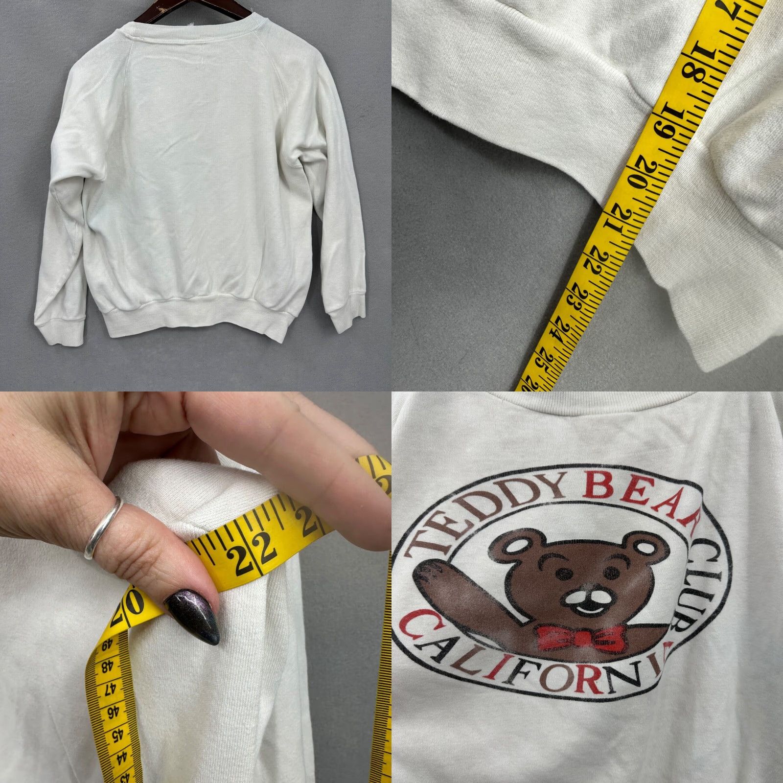 Vintage VINTAGE Teddy Bear Club California Sweatshirt Womens L White 80s 90s USA Graphic Print Pullover Crew Neck Knit Cotton Regular Classic Mens Girls Boys Size L / US 10 / IT 46 - 8 Thumbnail