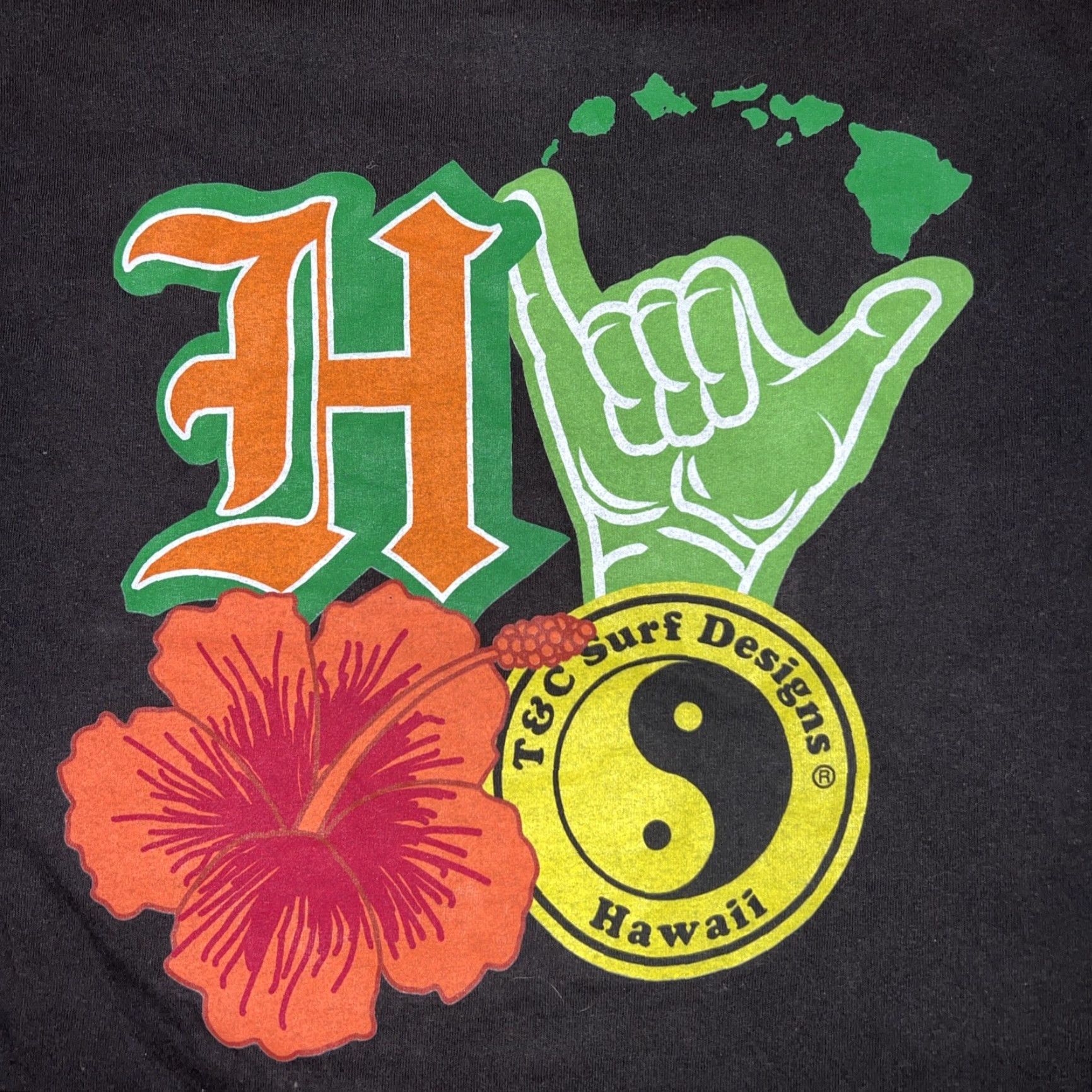 4SDESIGNS VINTAGE T&C Surf Designs Hawaii Shirt Surfer Graphic Print Small Black Mens Short Sleeve Crew Neck T-Shirt Size US S / EU 44-46 / 1 - 6 Thumbnail