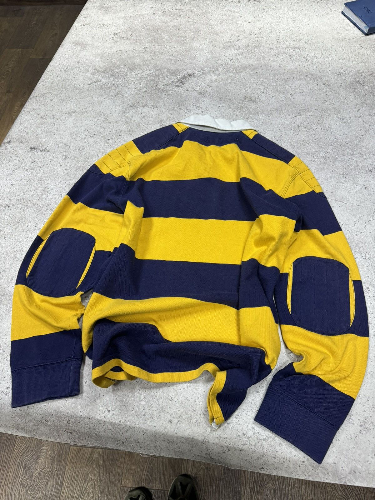 Polo Ralph Lauren × Ralph Lauren × Vintage VNT Ralph Lauren Polo Stoned Cotton Rugby Longsleeve Striped Size US L / EU 52-54 / 3 - 5 Thumbnail
