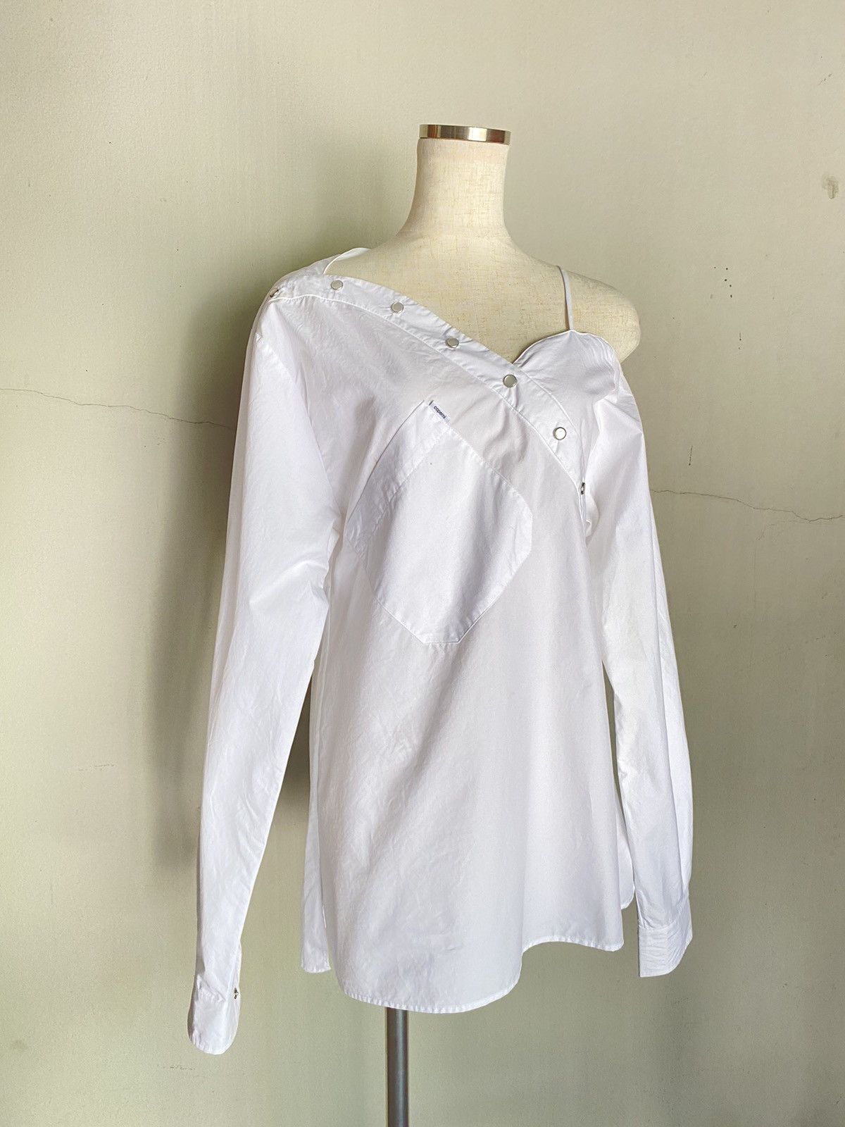 Coperni Coperni Asymmetric White Button-Up Blouse Size XS / US 0-2 / IT 36-38 - 16 Thumbnail