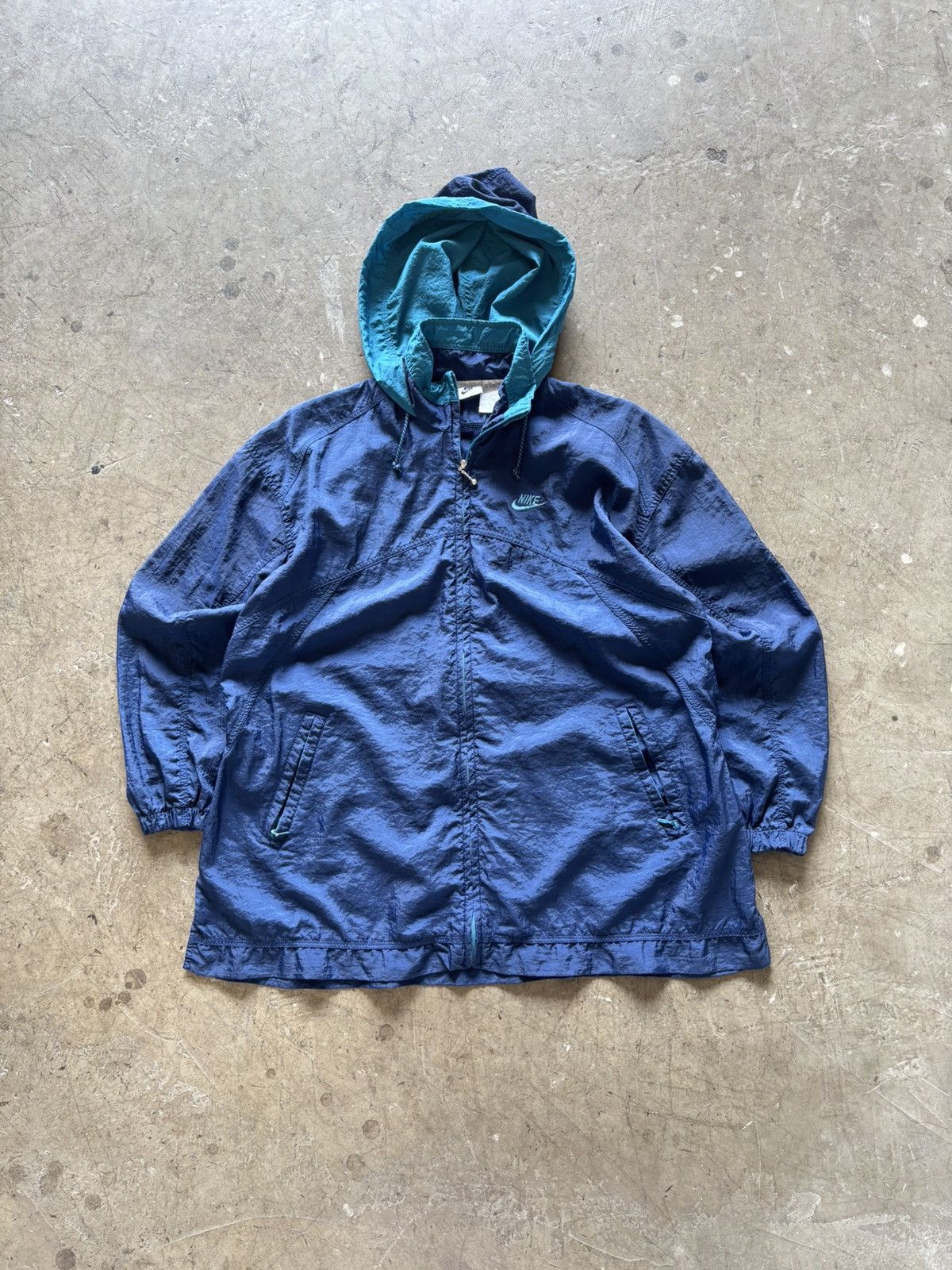 Nike Vintage Nike Navy Hoodie Windbreaker Size US M / EU 48-50 / 2 - 1 Thumbnail