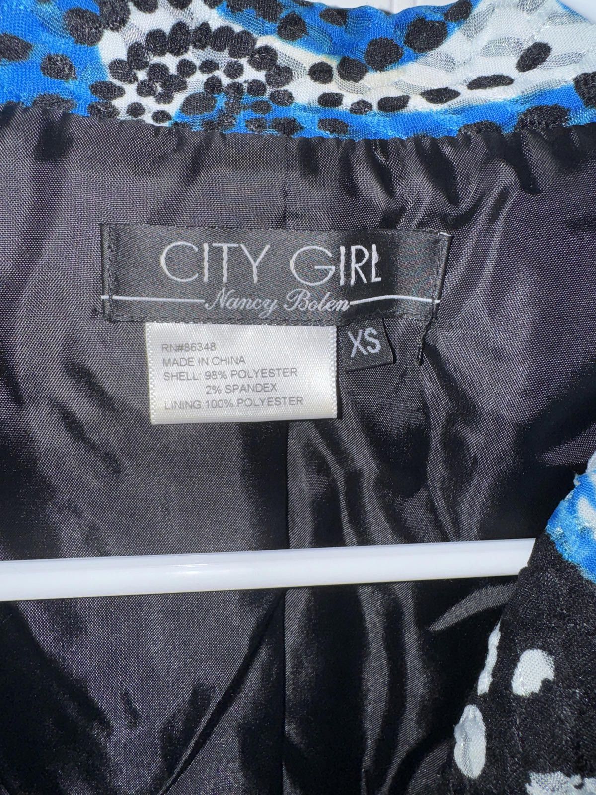 Other City Girl Nancy Bolen Blue Black Patterned Jacket XS Size XS / US 0-2 / IT 36-38 - 3 Thumbnail