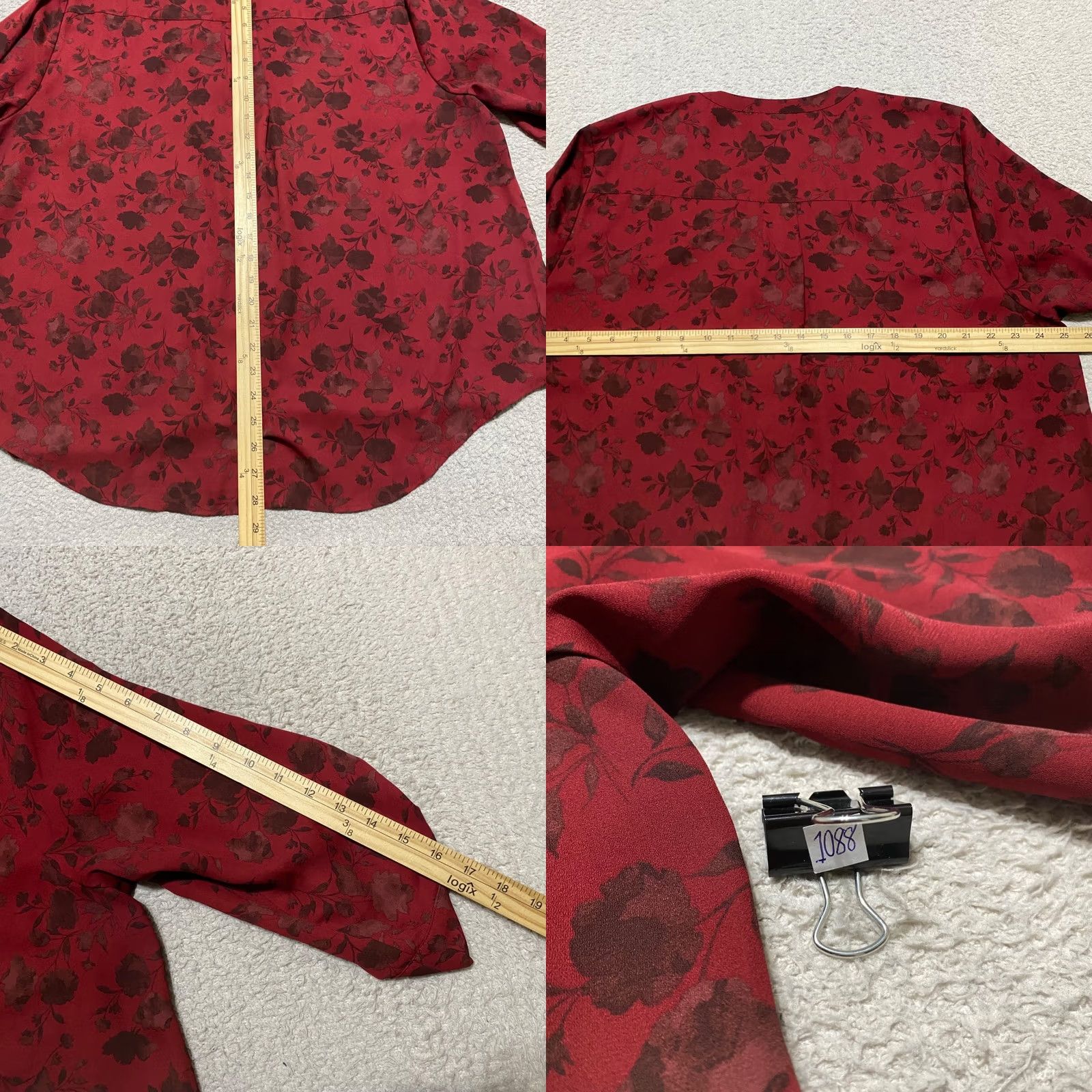 Torrid Torrid 2X PLUS Shirt Red Floral 3/4 Sleeve V-Neck Pullover Blouse Womens Size XXL / US 16-18 / IT 52-54 - 8 Thumbnail