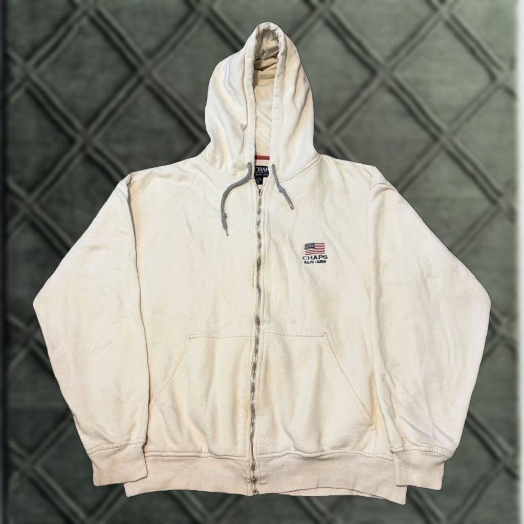 Chaps Chaps Ralph Lauren USA Flag White Full Zip Hoodie Sweatshirt M Unisex Adults Medium Hoodie USA Flag White Full Zip Mens Womens Size US M / EU 48-50 / 2 - 1 Thumbnail