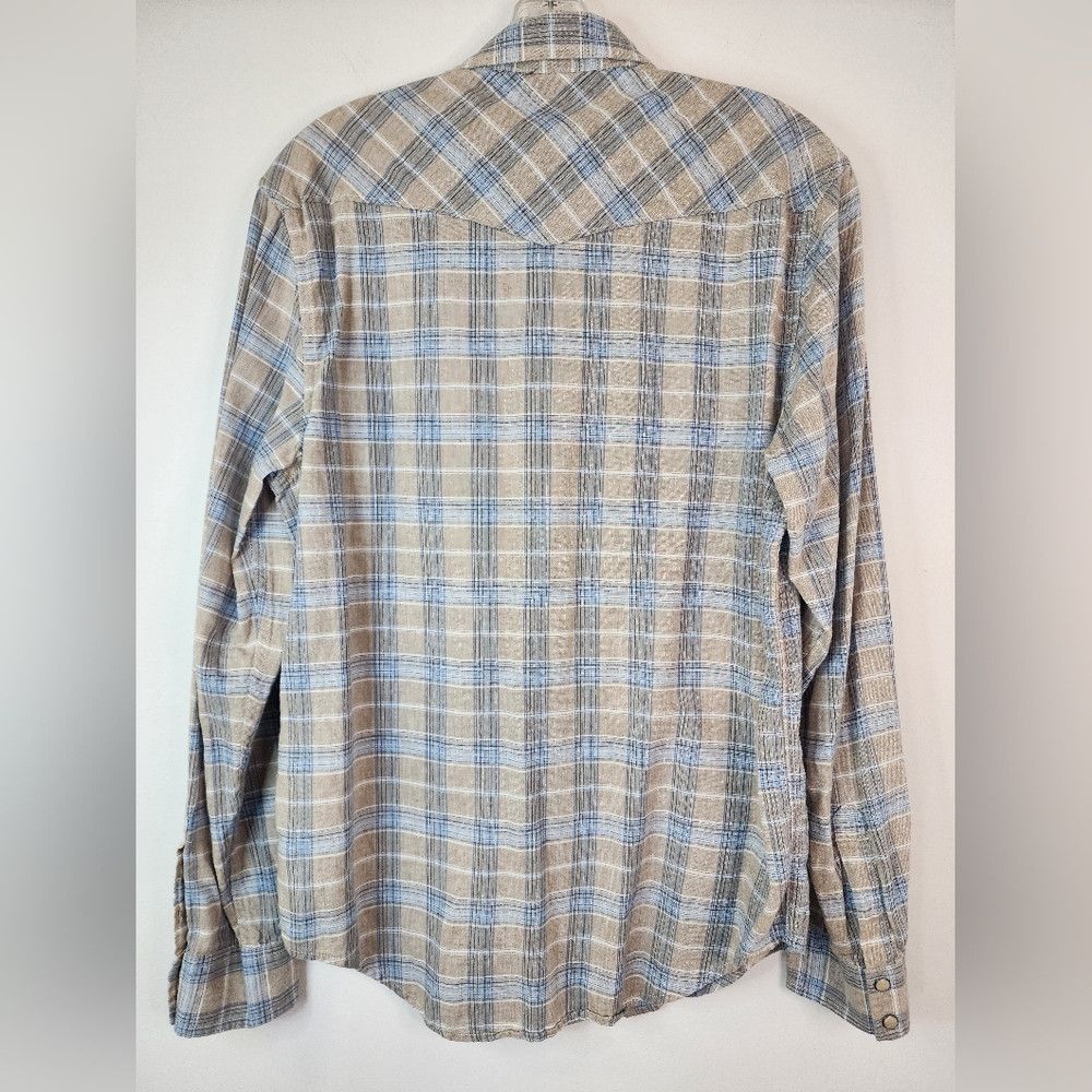 Lucky Brand LUCKY BRAND Tan Blue Plaid Shirt Western Yoke Pearl Size US S / EU 44-46 / 1 - 2 Thumbnail