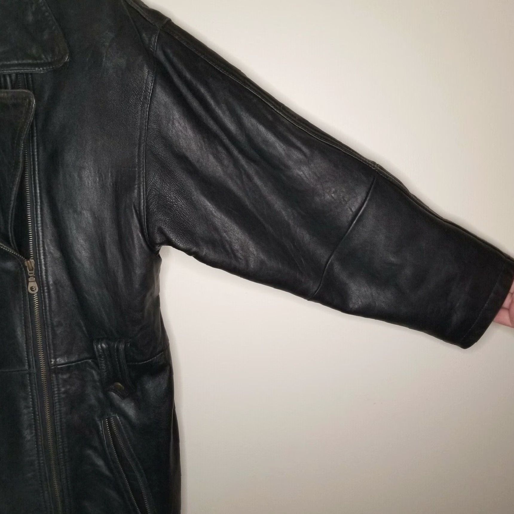 Express VINTAGE Express Leather Biker Jacket Mens Black Full Zip Small Size US S / EU 44-46 / 1 - 3 Thumbnail