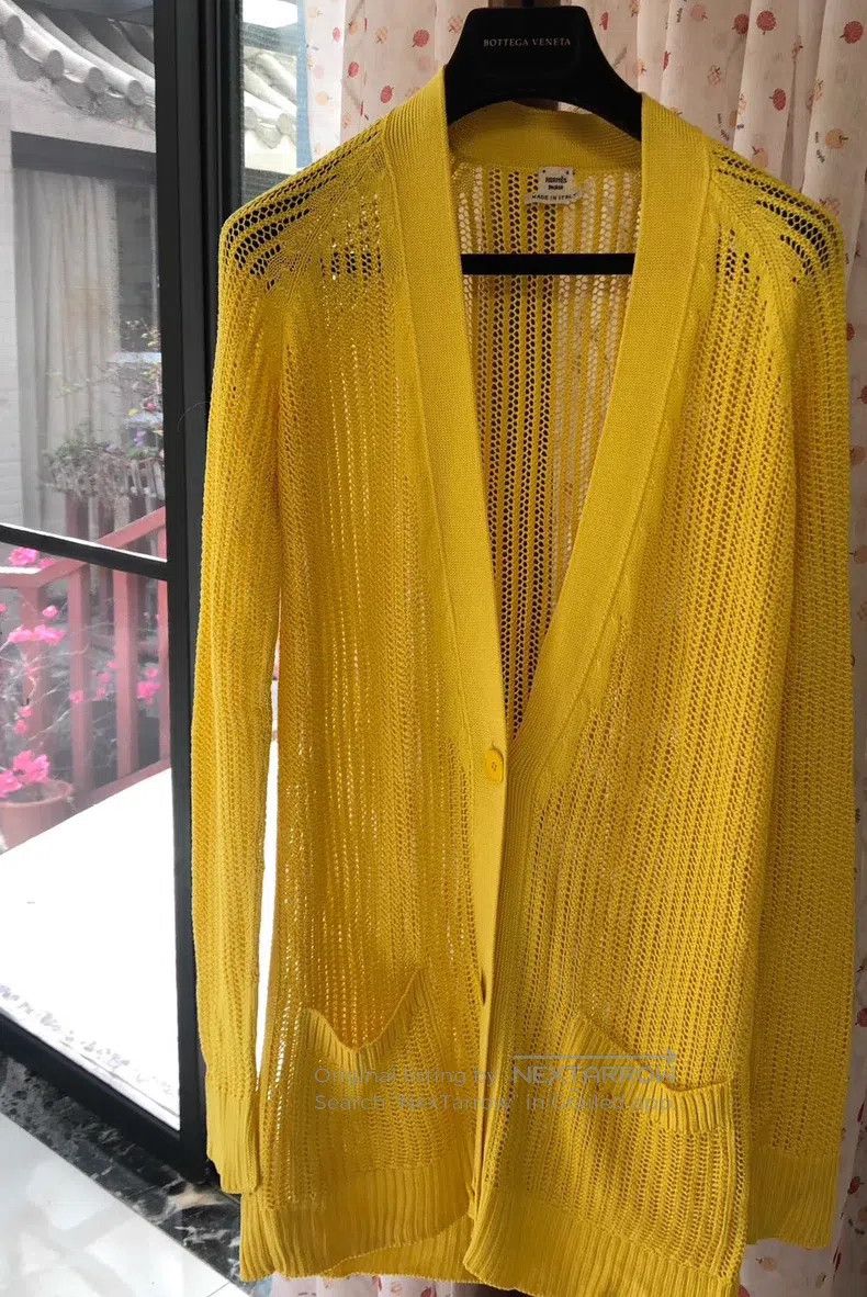 Hermes Hermes Lemon Yellow Silk Open Cardigan Size XS / US 0-2 / IT 36-38 - 1 Thumbnail