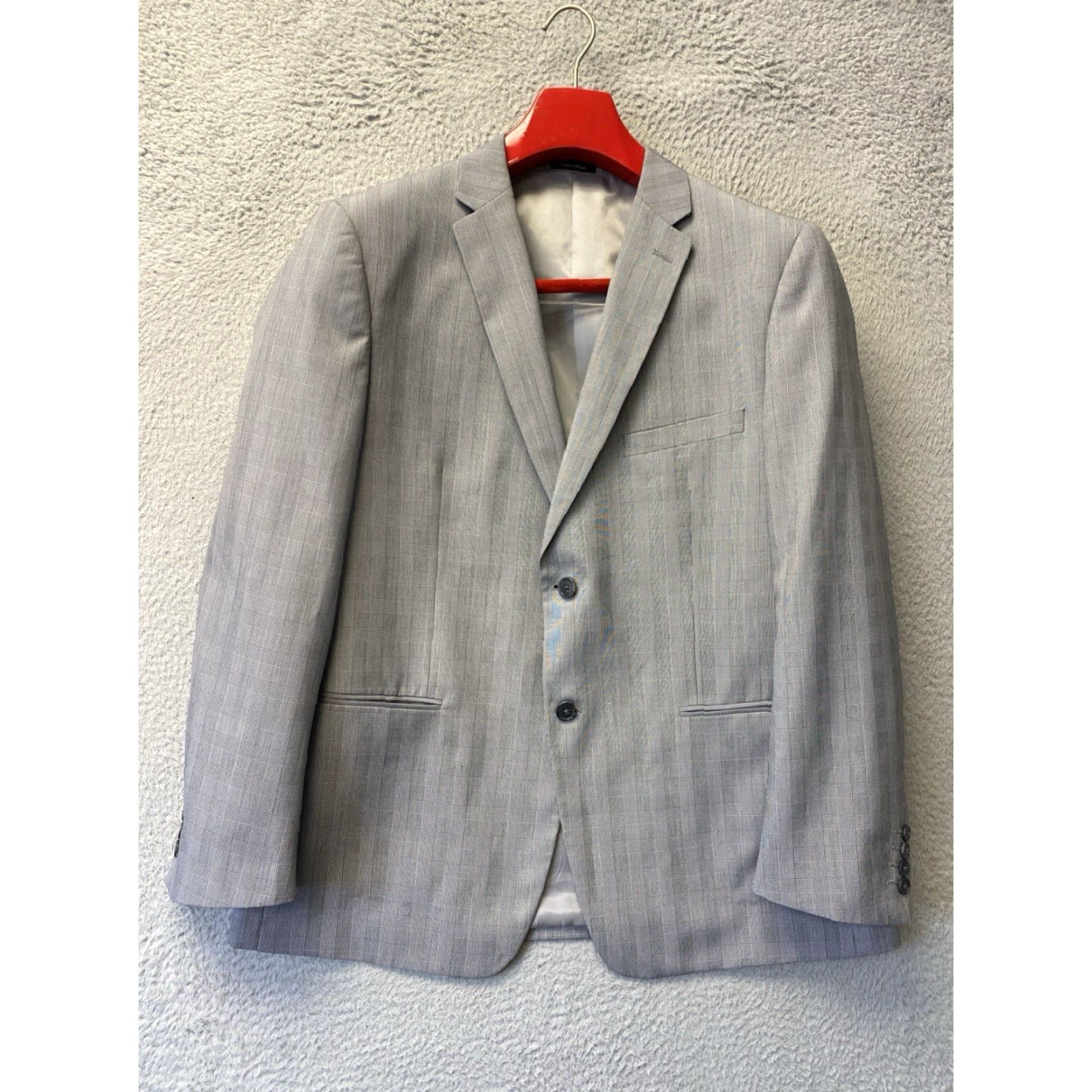 Vintage Circola Moda 2 Piece Suit Glenn Plaid Gray Mens 44R 38W Formal Wedding Milano Deluxe Microtech Size 44R - 2 Thumbnail