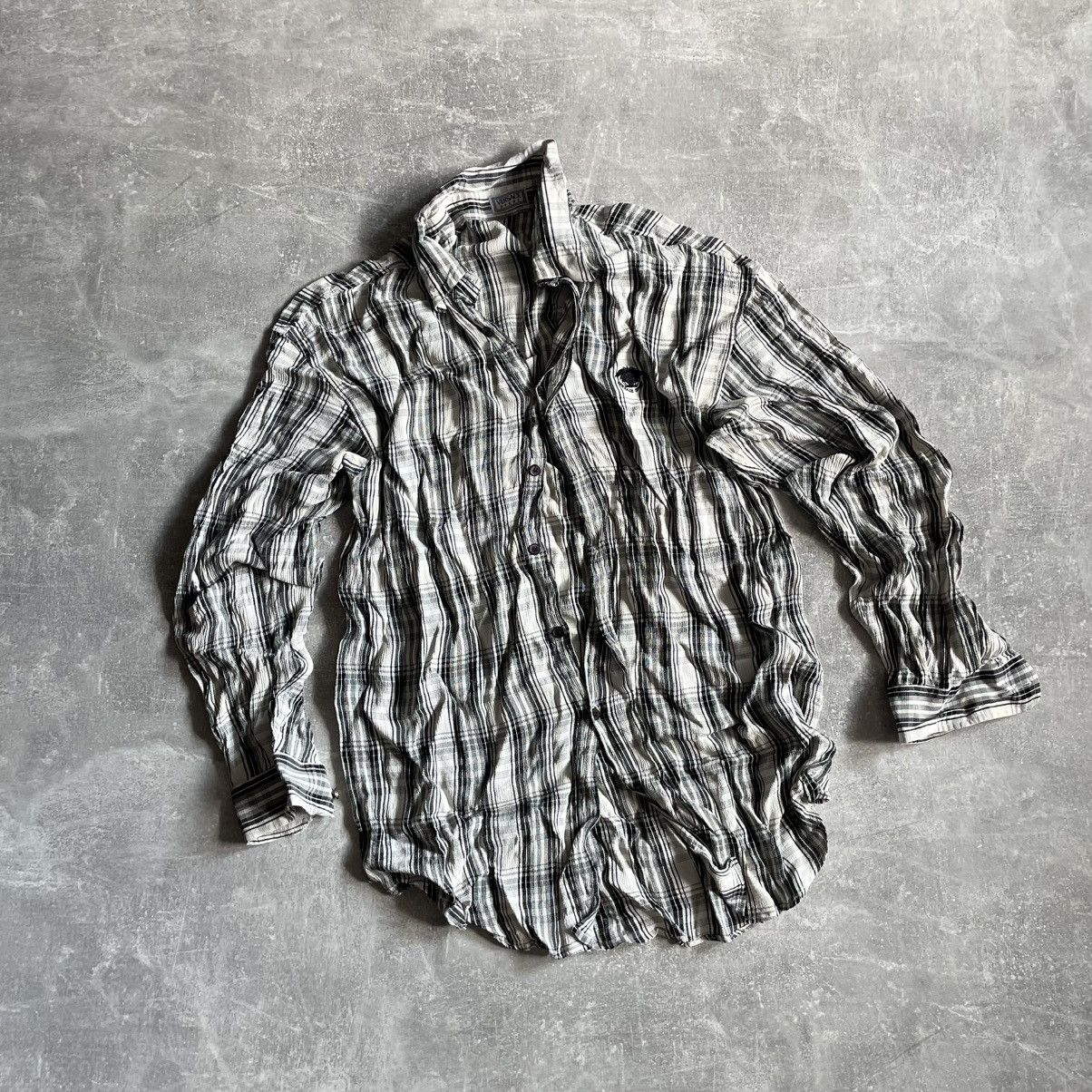 Versace × Vintage VERSACE 90s Shirt button up old money luxury jellyfish strip Size US S / EU 44-46 / 1 - 1 Thumbnail