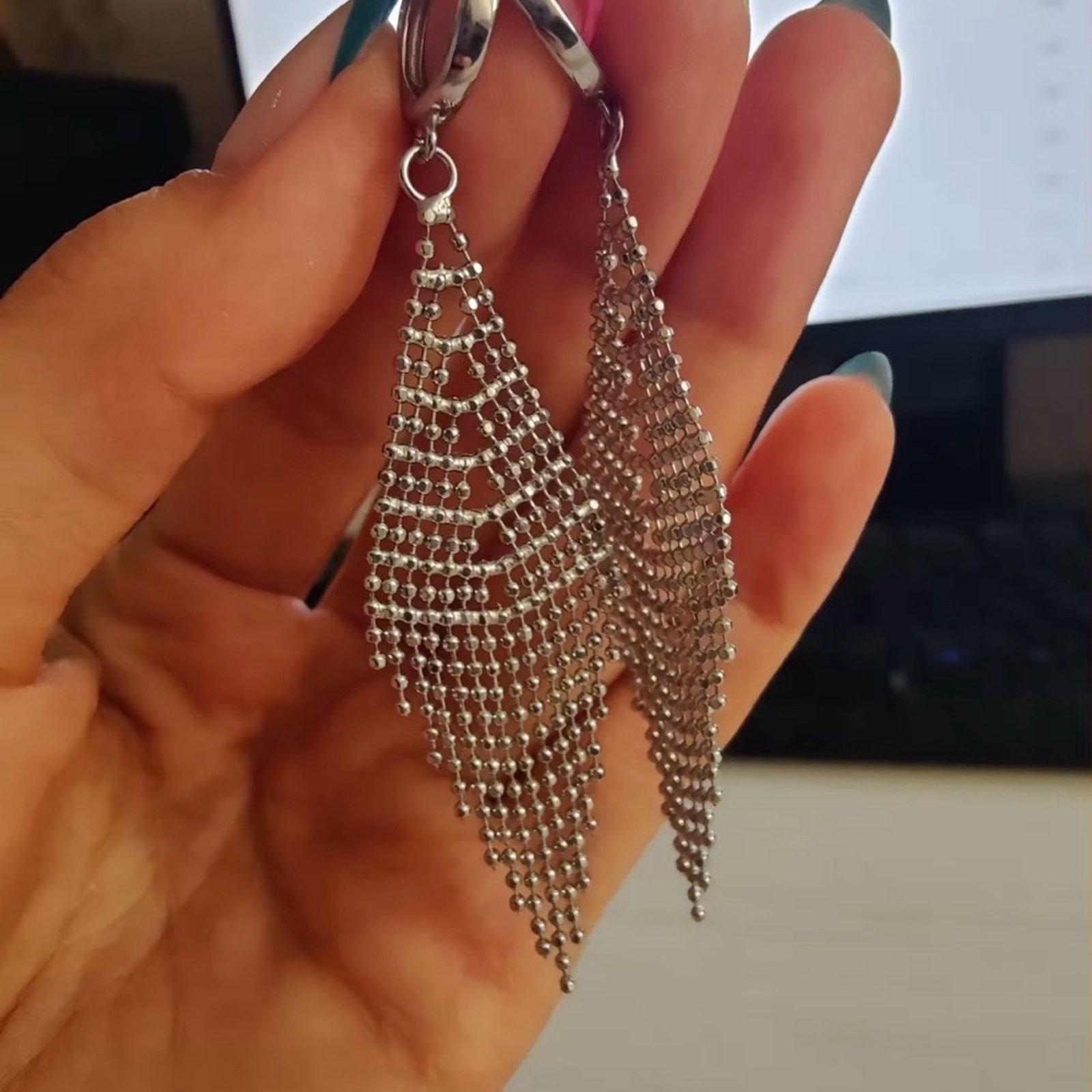 Other New 925 Sterling Silver Long Tassel Earrings Beads Earrings Size ONE SIZE - 3 Thumbnail