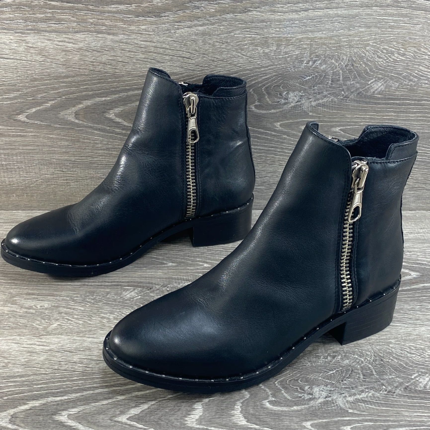 Steve Madden Steve Madden Womens 9 Biker Boots Lanna Black Leather Ankle Booties Side Zip Studded Boots Size US 9 / IT 39 - 5 Thumbnail