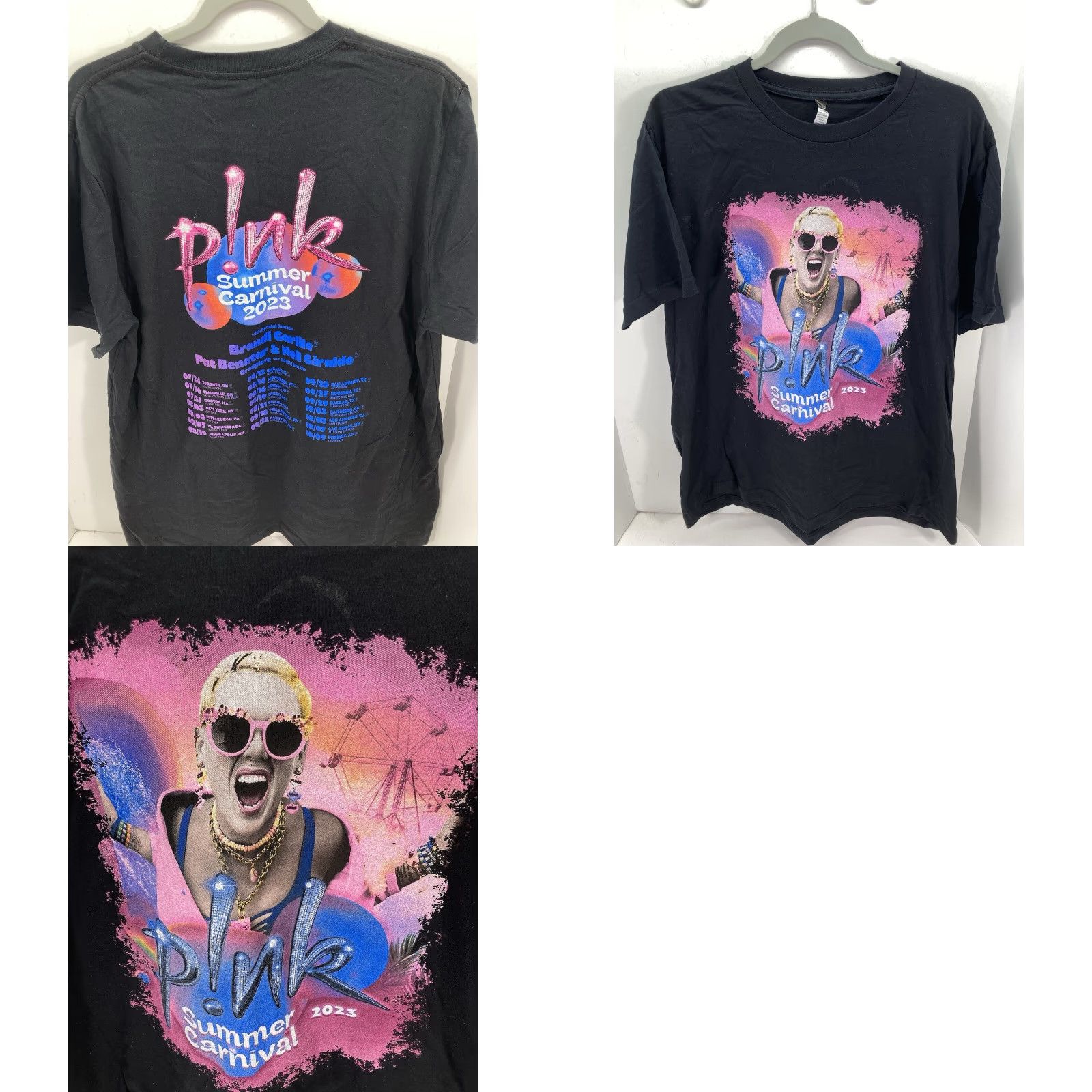 Kotn VINTAGE? Pink Concert Shirt Women XL Black Summer Carnival 2023 Pat Benatar Pullover T-Shirt Crew Neck Short Sleeve Womens Logo Shirt Size XL / US 12-14 / IT 48-50 - 8 Thumbnail