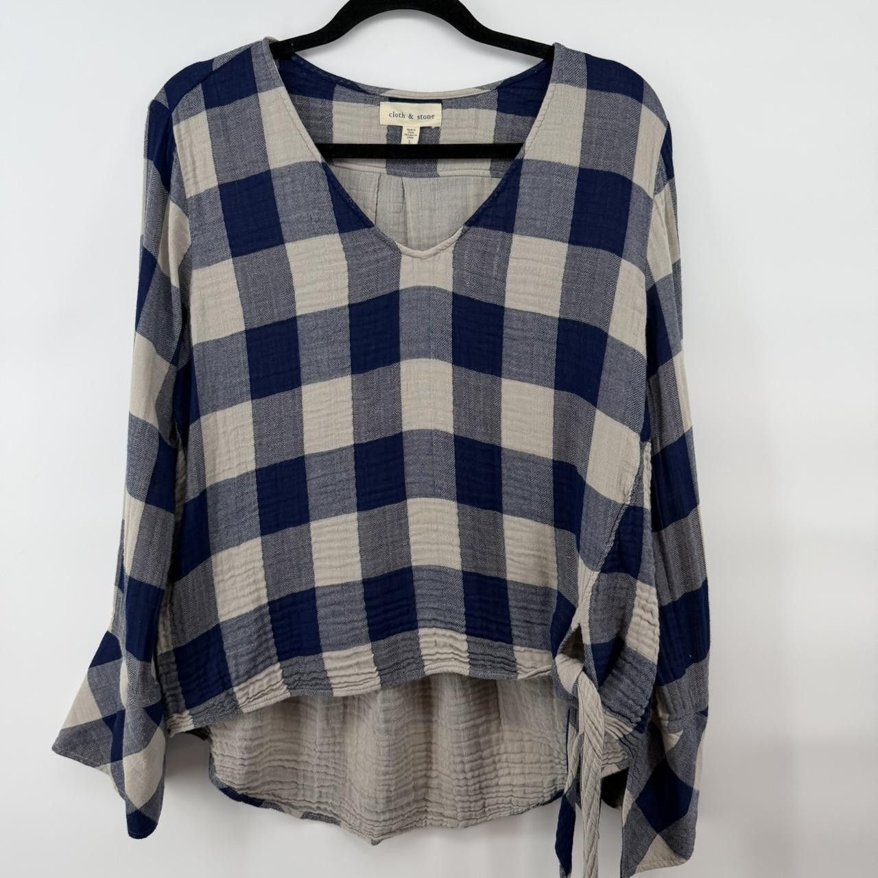 Anthropologie Anthropologie Cloth and Stone Plaid Front Tie Top Blouse Size L / US 10 / IT 46 - 2 Thumbnail