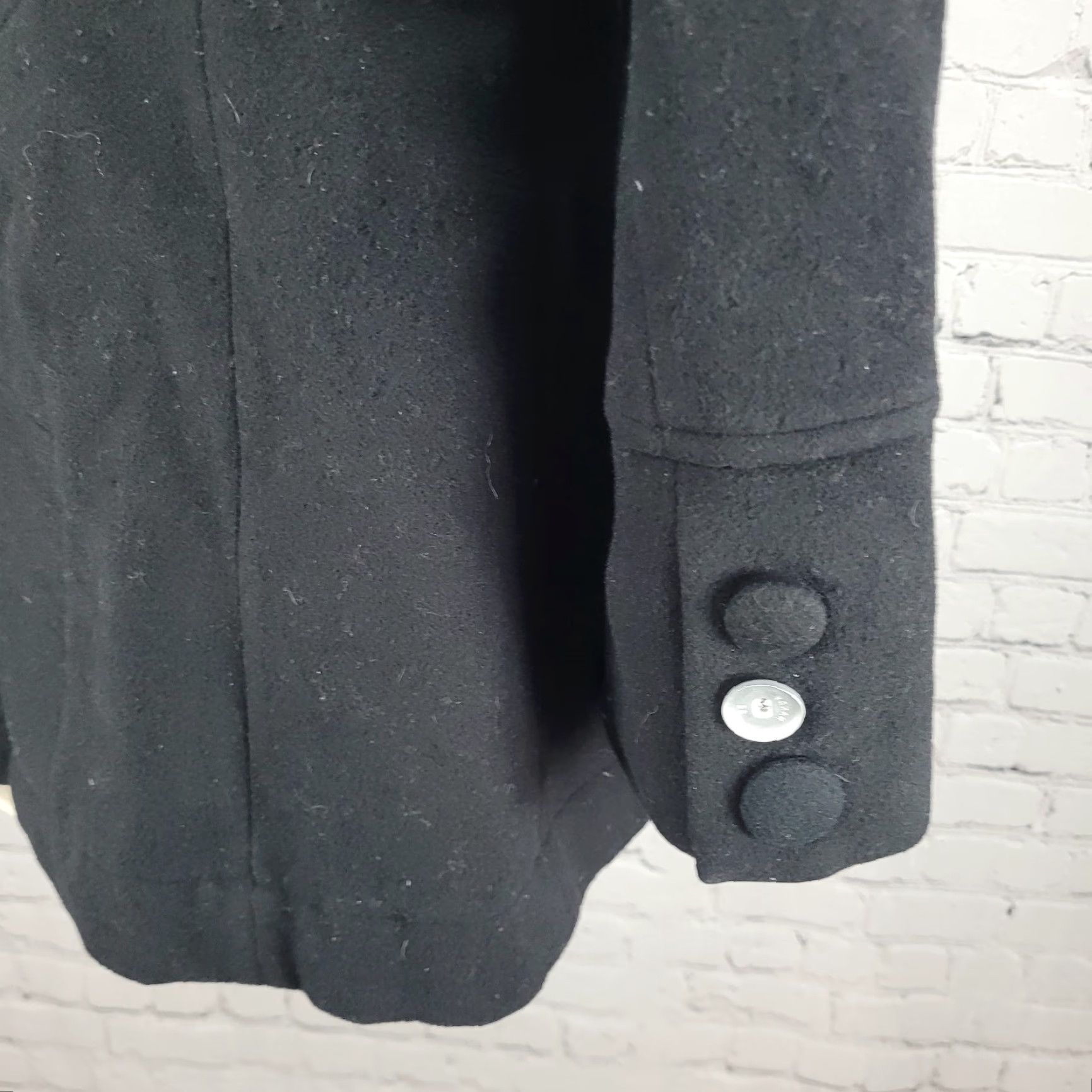 Vintage Larry Levine Black Wool & Cashmere Rex Rabbit Fur Collar Pea Coat Size Small S Womens Size S / US 4 / IT 40 - 6 Thumbnail