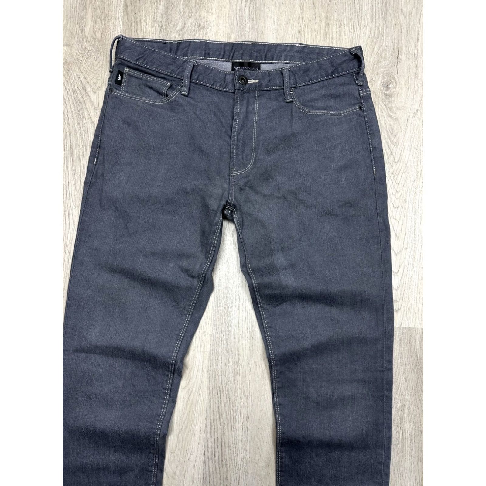 Vintage Armani Jeans Mens Denim Pants Jeans Size 32 Gray Cotton Denim Logo Pockets Inseam 34" Tailored Tapered Regular Waist 32 - Mens Jeans Size US 32 / EU 48 - 5 Thumbnail