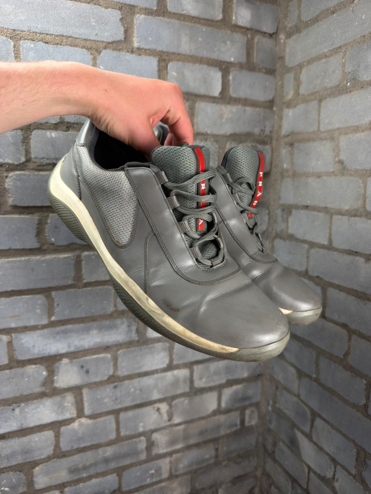 Prada Prada OG American Cup 2000’s grey trainers Size US 12 / EU 45 - 3 Thumbnail