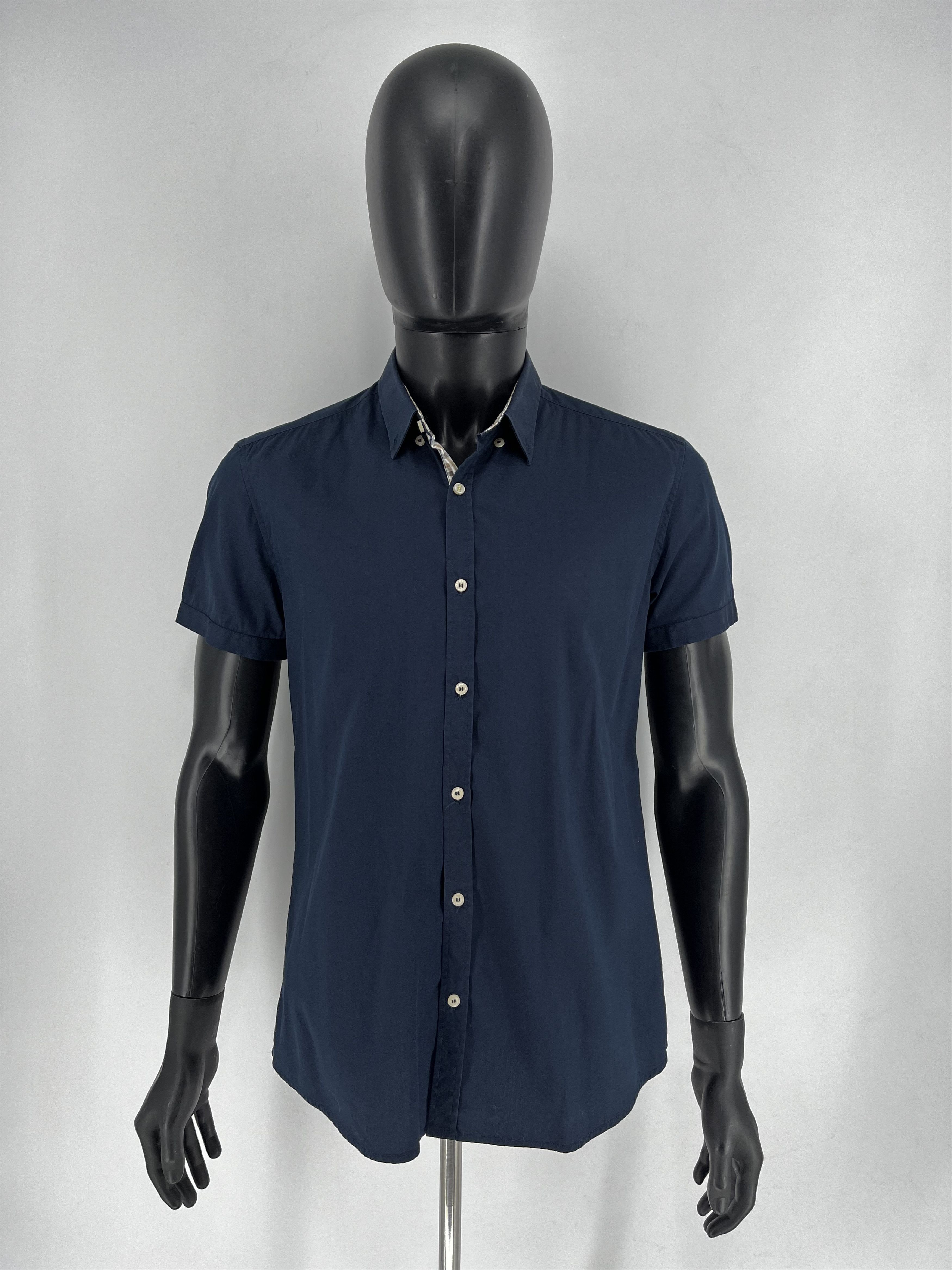 Antony Morato MENS ANTONY MORATO Slim Navy Black Button Casual Dress Shirt Size US M / EU 48-50 / 2 - 2 Thumbnail