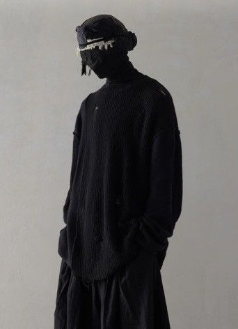 image of Professor E Distressed Sweater 50 in Black, Men's (Size Large)