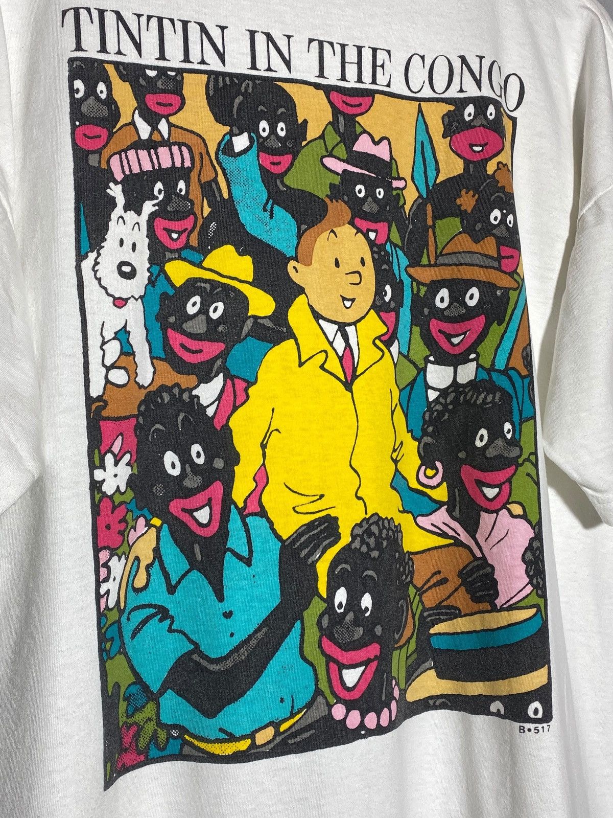 Cartoon Network 🔥 90s TINTIN IN THE CONGO CONTROVERSIAL COMIC TEE RARE Size US XL / EU 56 / 4 - 3 Thumbnail