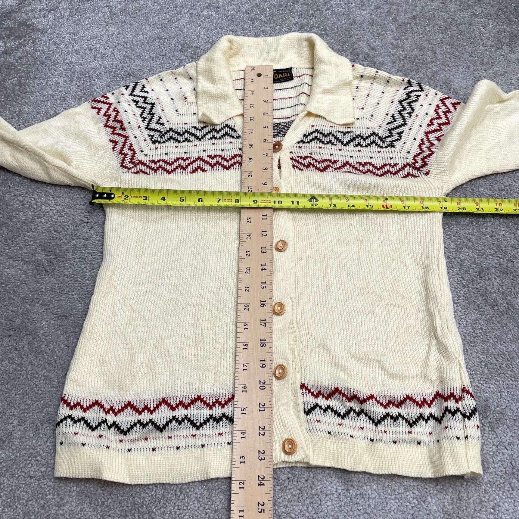 Vintage VINTAGE Gari Cardigan Sweater Womens M Beige Argyle Collared Button Down Knit Luxury Classic Designer Womens Size M / US 6-8 / IT 42-44 - 5 Thumbnail