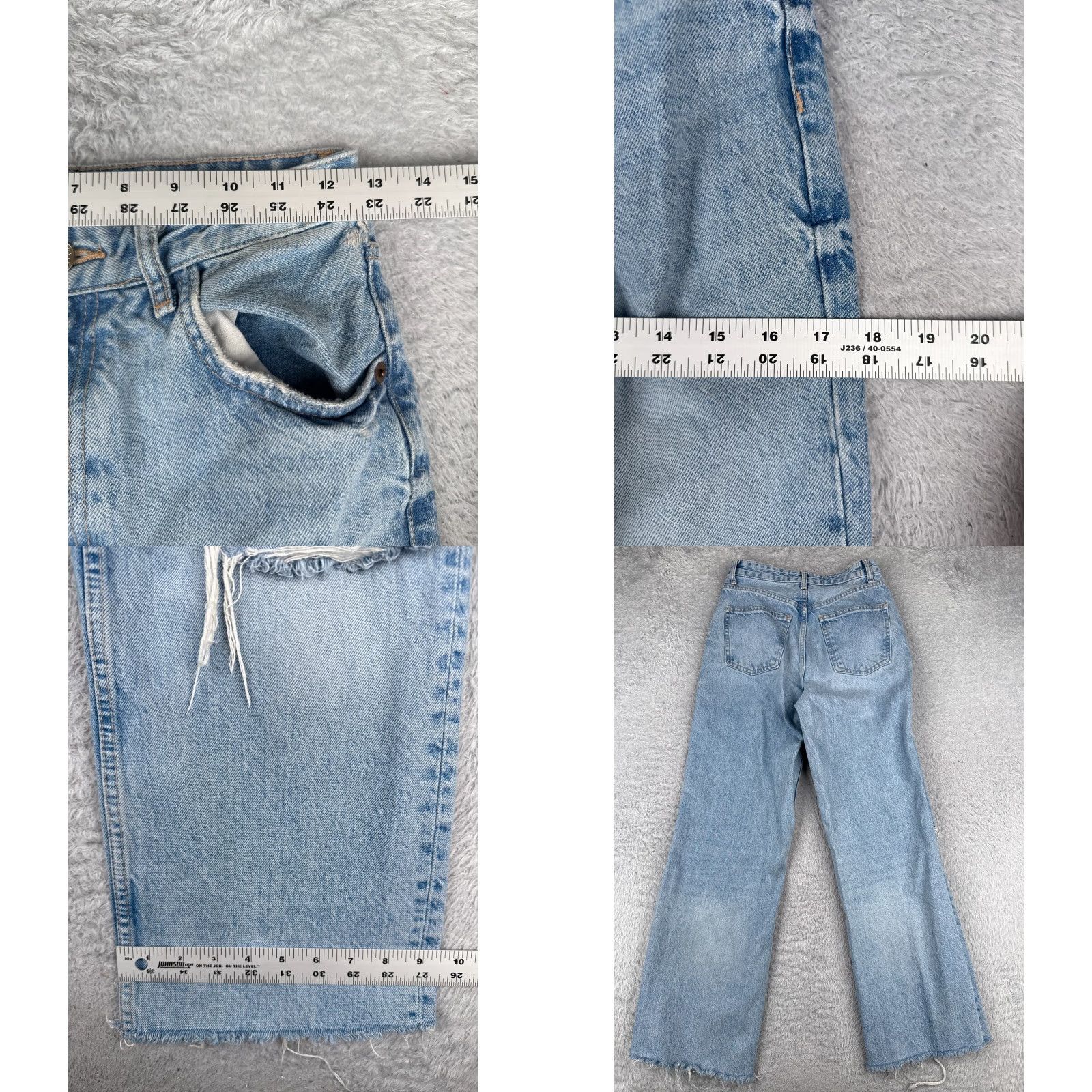 Zara Zara Jeans Women 4 Blue Wide-Leg High Rise Distressed Cotton Blend Raw Hem 25x28 Denim Trousers Casual Western 90s Mens? Size 27" / US 4 / IT 40 - 9 Thumbnail
