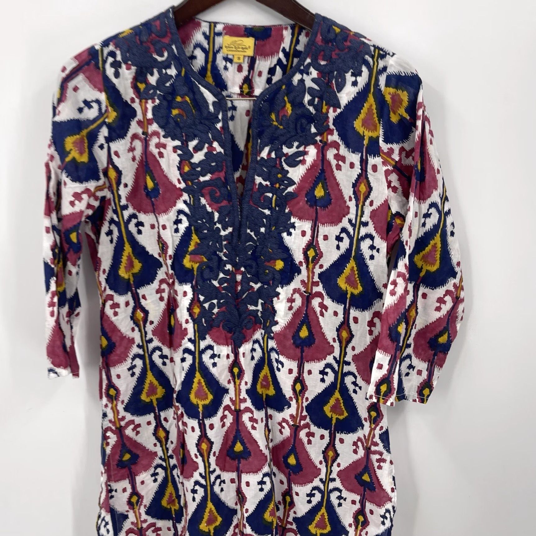 Vintage **Roberta Roller Rabbit Geometric Blue Women's Small Tunic Dress** Roberta Roller Rabbit Geometric Blue Women's Small Tunic Dress Size S / US 4 / IT 40 - 5 Thumbnail