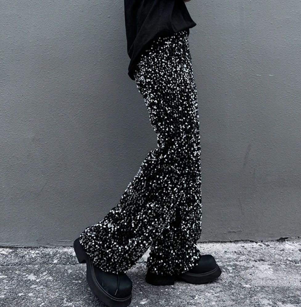 Japanese Brand × Vintage Wide Leg Pant Sequin Niche Design Bling Hip Size US 30 / EU 46 - 2 Thumbnail
