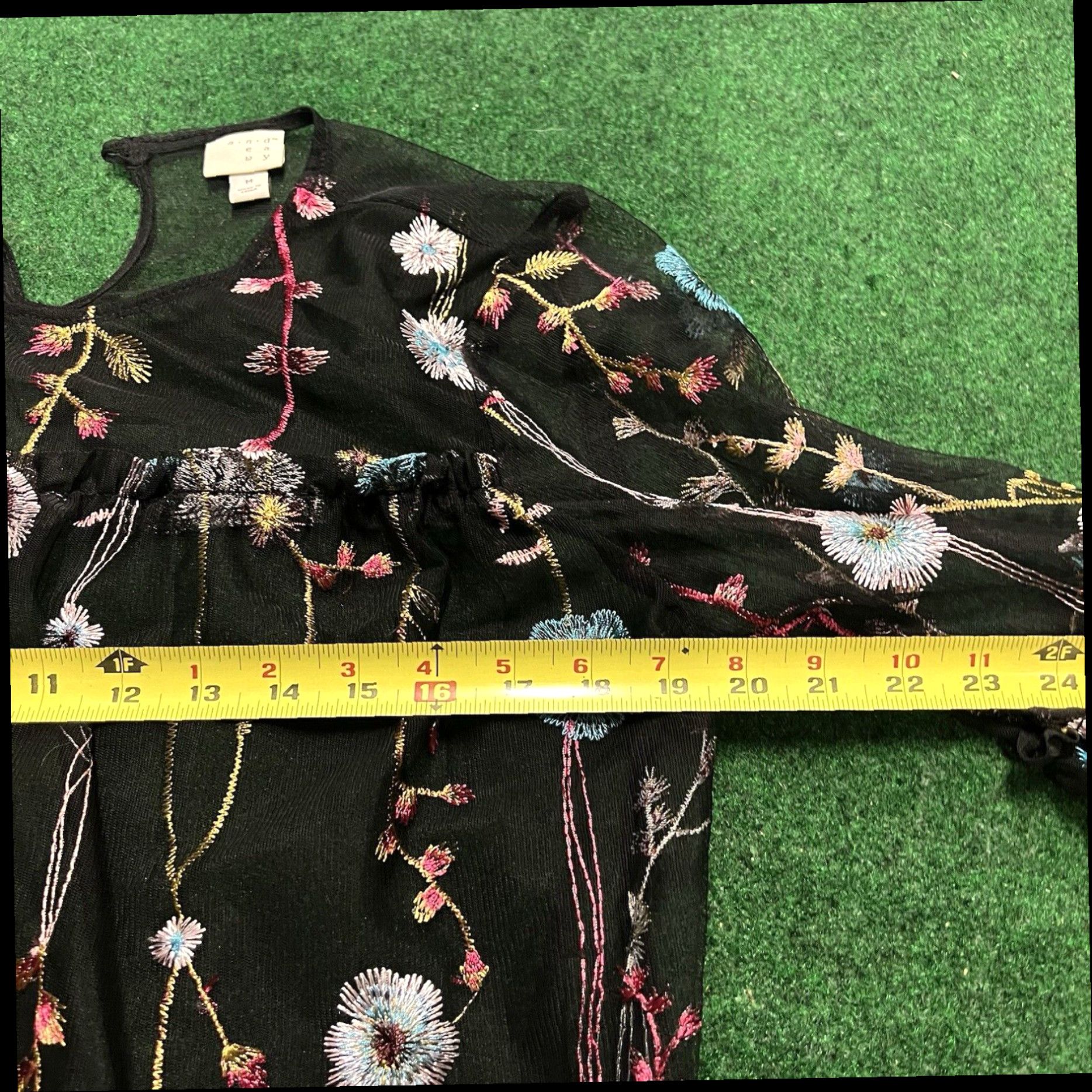 Vintage A New Day Womens Short Sleeve Lace T-Shirt Tee Black Long Sleeve Size M / US 6-8 / IT 42-44 - 6 Thumbnail
