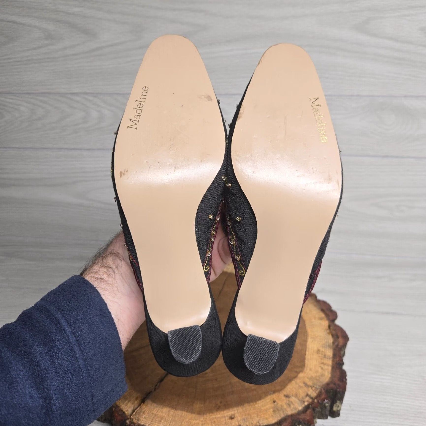 Vintage Madeline Block Heel Floral Loafer Women's 9.5M Black Slip On Pump Size US 10 / IT 40 - 6 Thumbnail