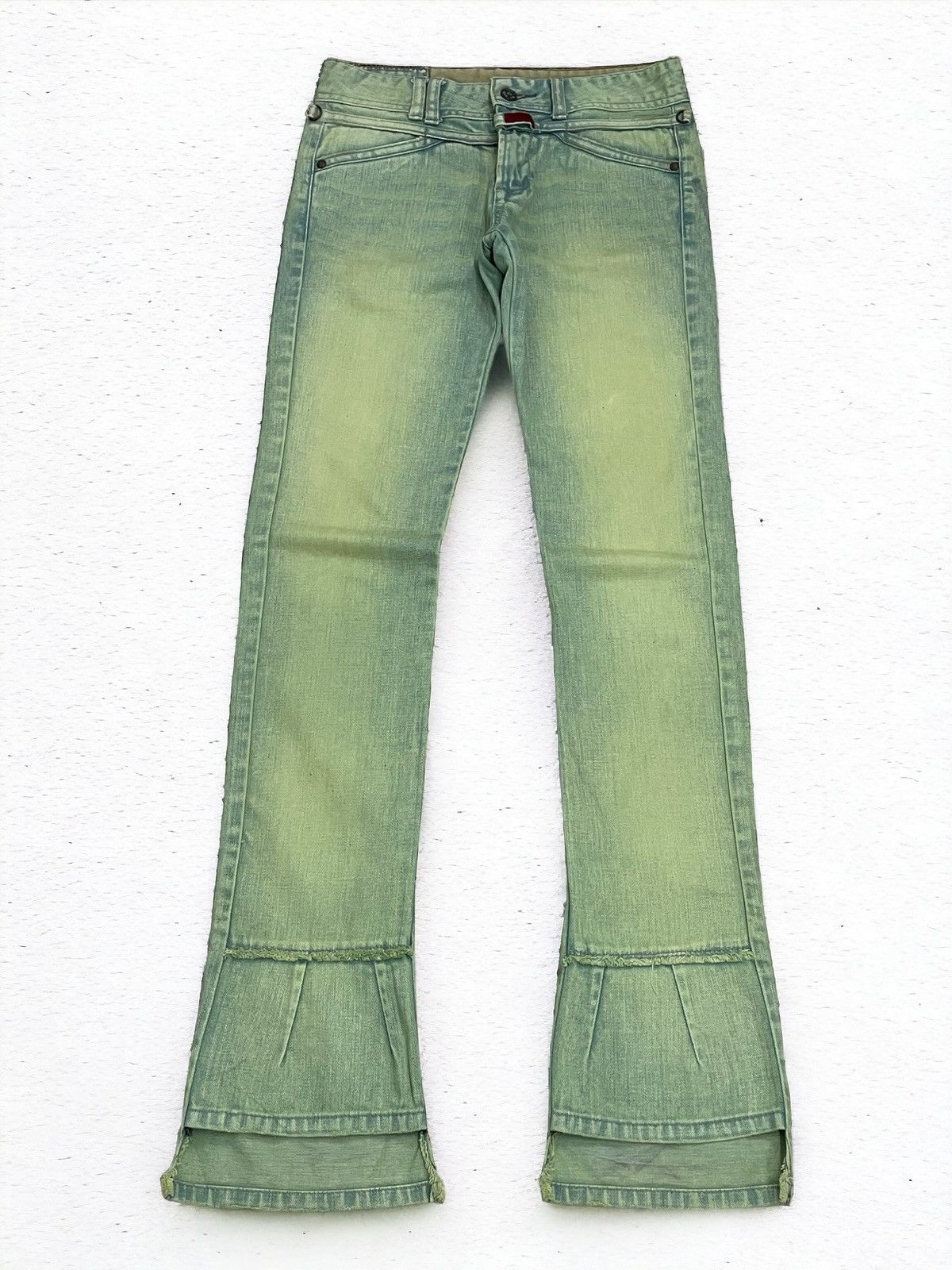 Designer × Marithe + Francois Girbaud Girbaud Green Rust Crazy Wash Flare Denim Size US 28 / EU 44 - 1 Thumbnail