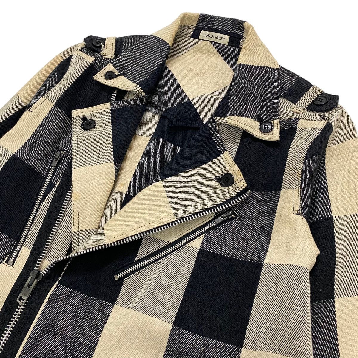 Japanese Brand ☀️Nice design Milkboy double collar tartan biker jacket Size US S / EU 44-46 / 1 - 5 Thumbnail